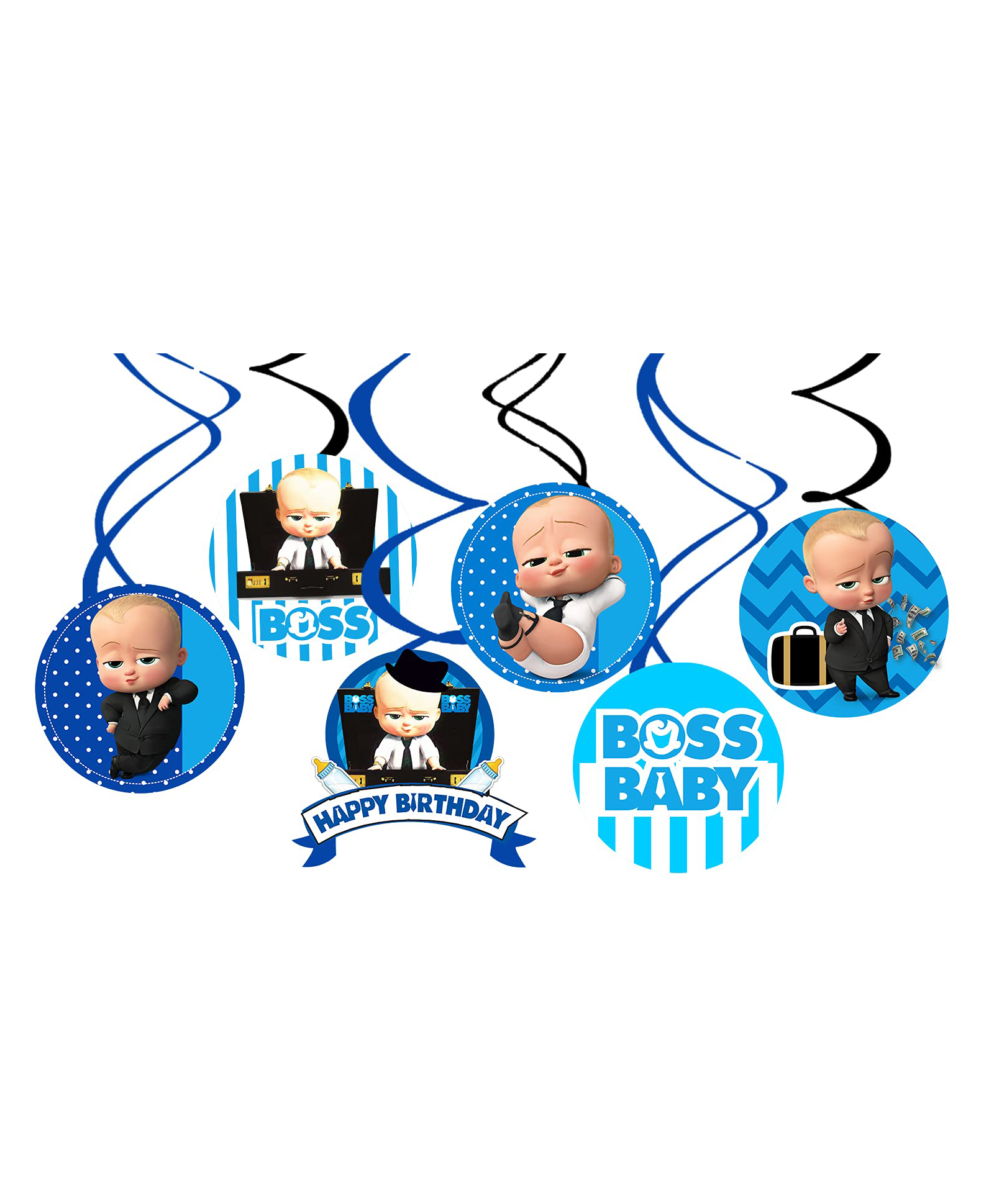 Zyozi Boss Baby Happy Birthday Hanging Swirl Streamers Blue - Pack of 6-picture-16