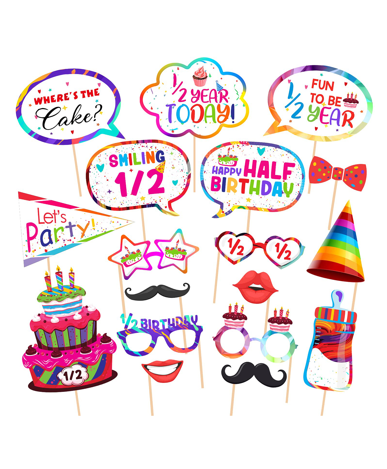 Zyozi 6 Months Birthday Photo Booth Props - Pack of 18-image-19