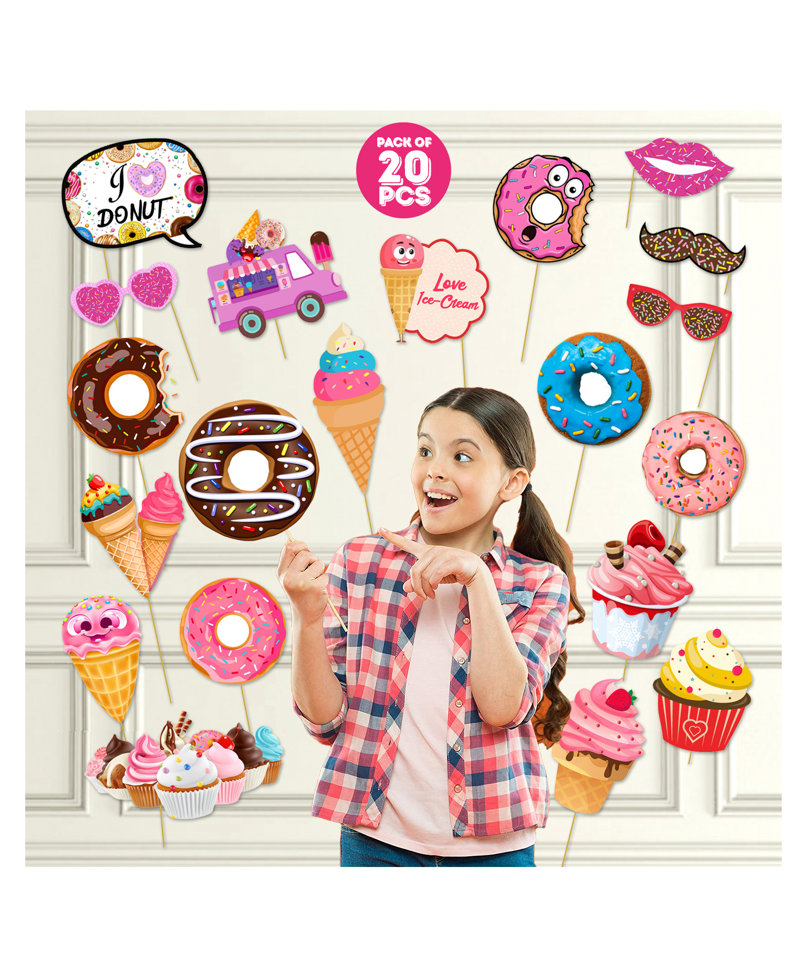 Zyozi Pastry Theme Photo Booth Props - Pack of 20-image-21