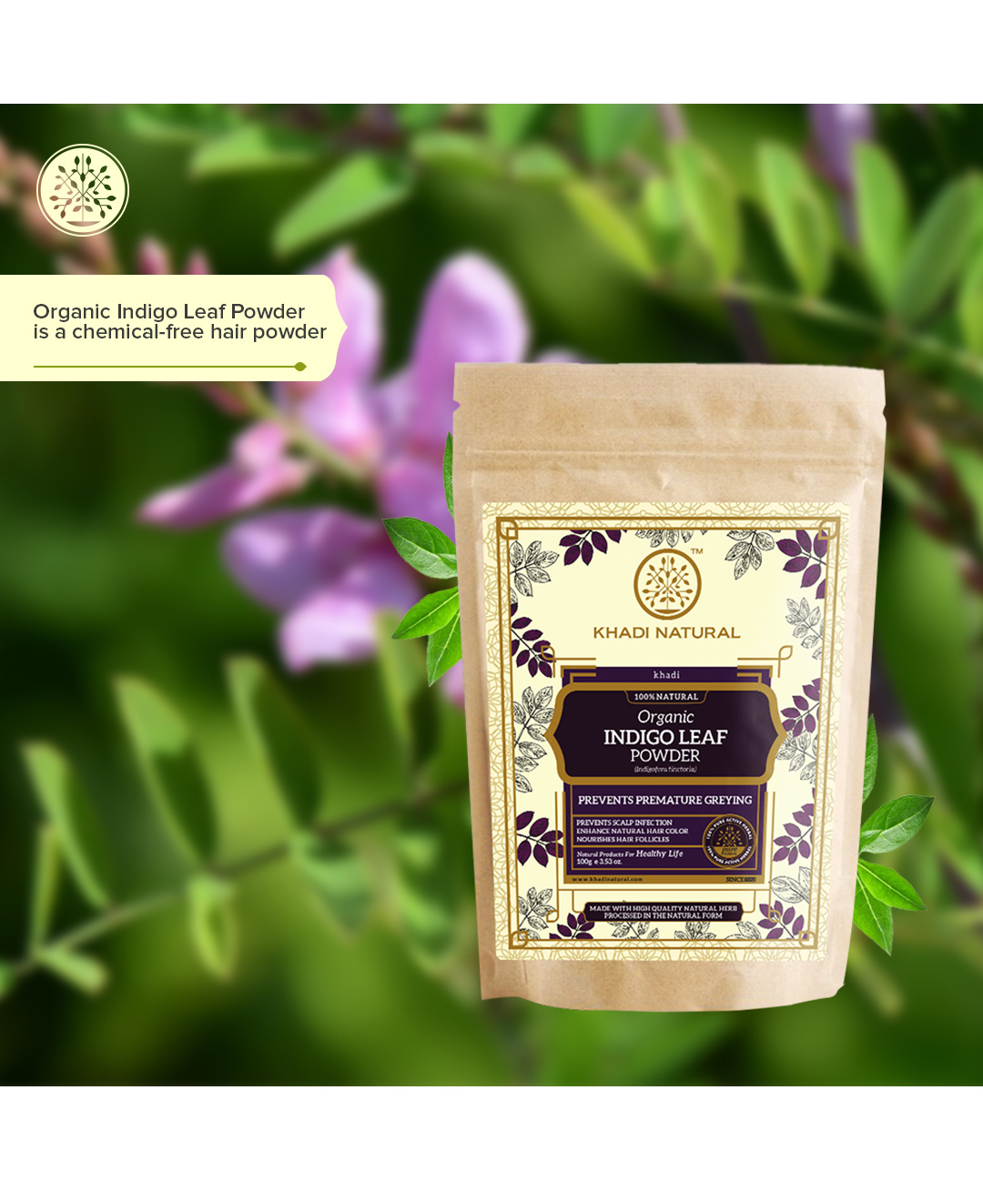 Khadi Natural Indigo Leaf Organic Powder Pack Of 2 - 100 gm Each Online in  India, Buy at Best Price from  - 9837231