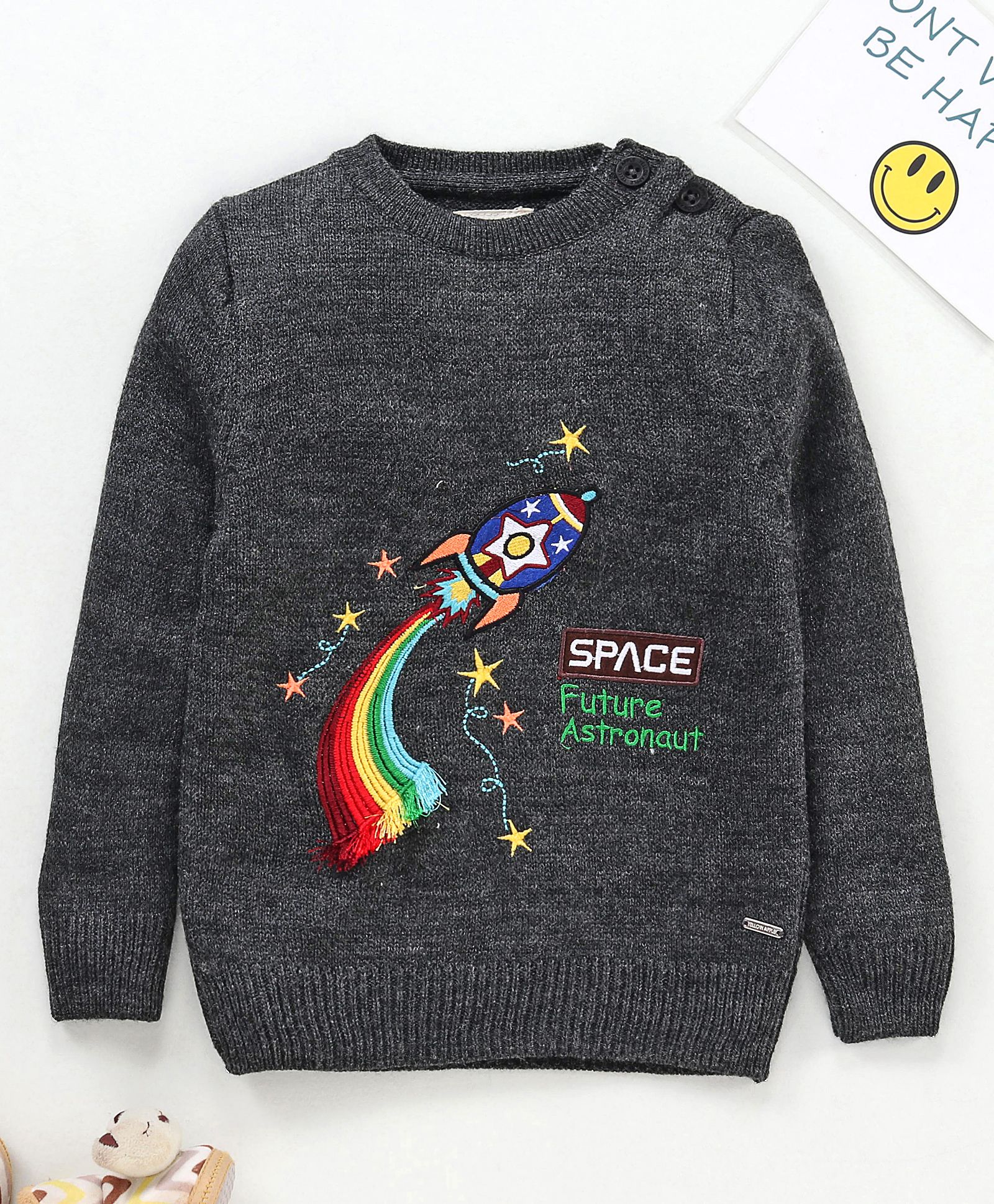 Yellow Apple Full Sleeves Pullover Sweater Rocket Design - Black-picture-12