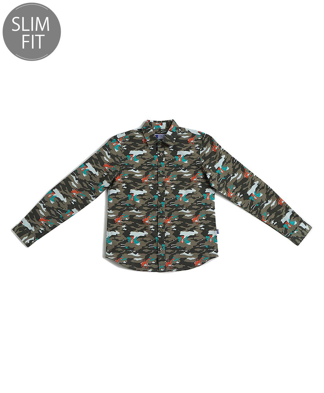 jack & jones junior Jack & Jones Juniors Full Sleeves Printed Slim Fit Shirt - Green-picture-14