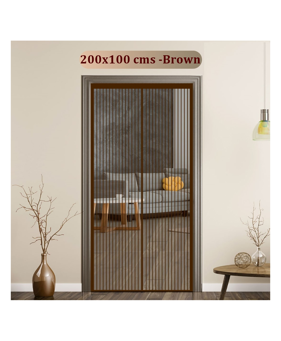 Classic Mosquito Net Fiberglass Magnetic Screen for All Door Types with Self Adhesive Hook Tape 200 x 100  cm - Brown-image-20