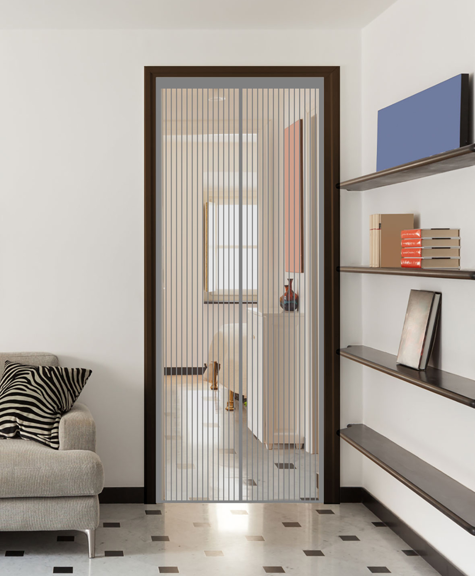 Classic Mosquito Net Magnetic Screen for All Door Types with Self Adhesive Hook Tape 200 x 100 cm - Black-image-21