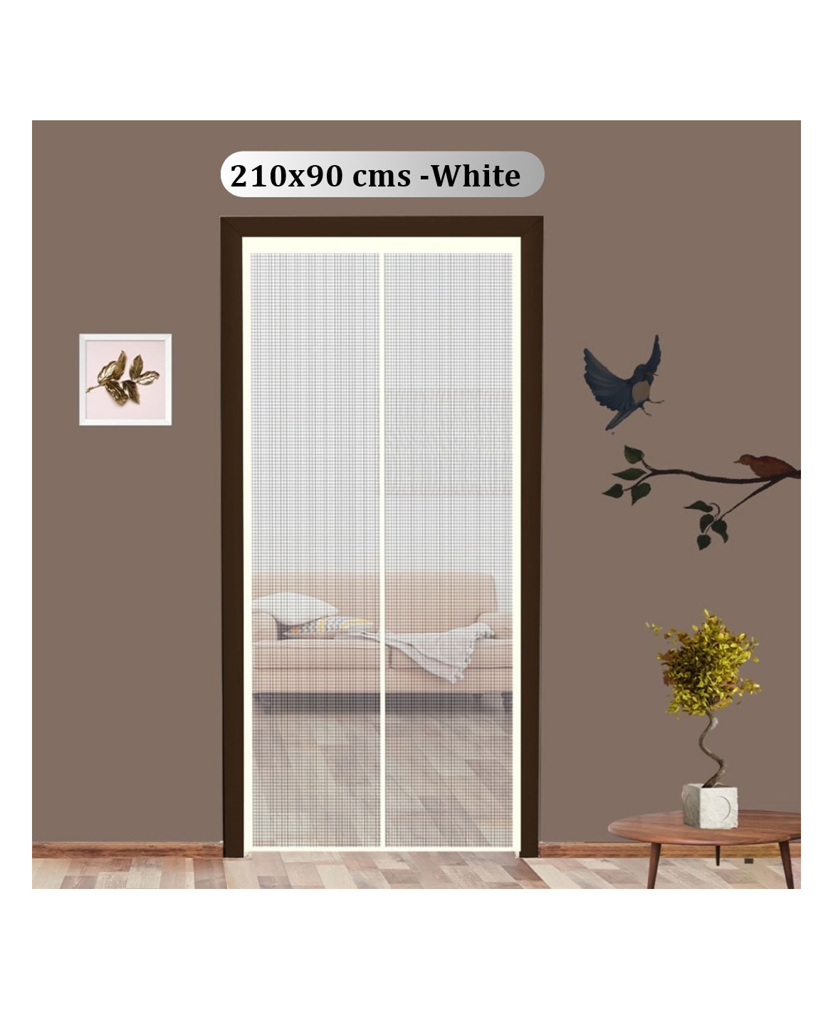 Classic Mosquito Net Fiberglass Magnetic Screen for All Door Types with Self Adhesive Hook Tape 210 x 90 cm - White-image-30