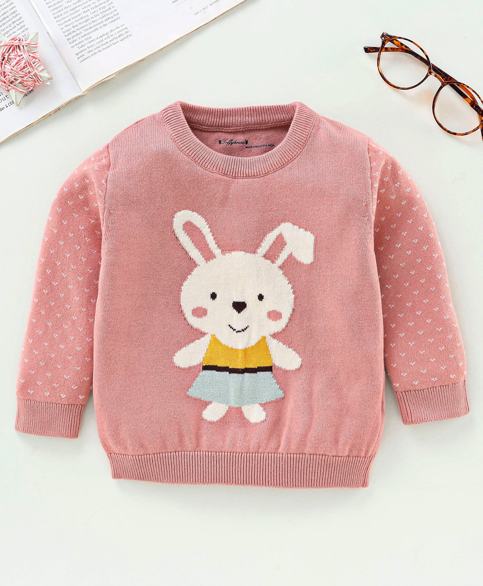 ToffyHouse Full Sleeves Pullover Sweater Bunny Design - Pink-image-12