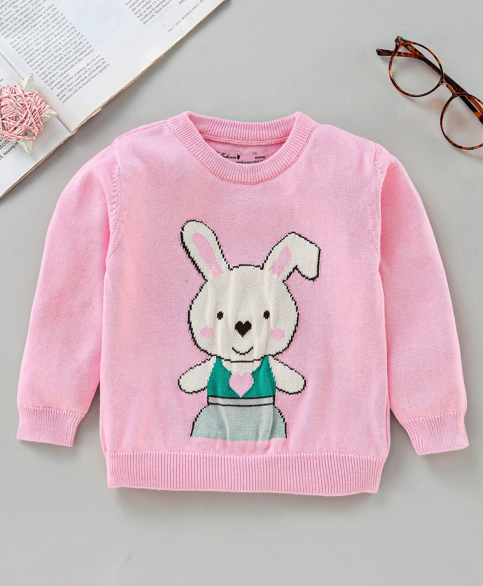 ToffyHouse Full Sleeves Pullover Sweater Bunny Design - Pink-image-11