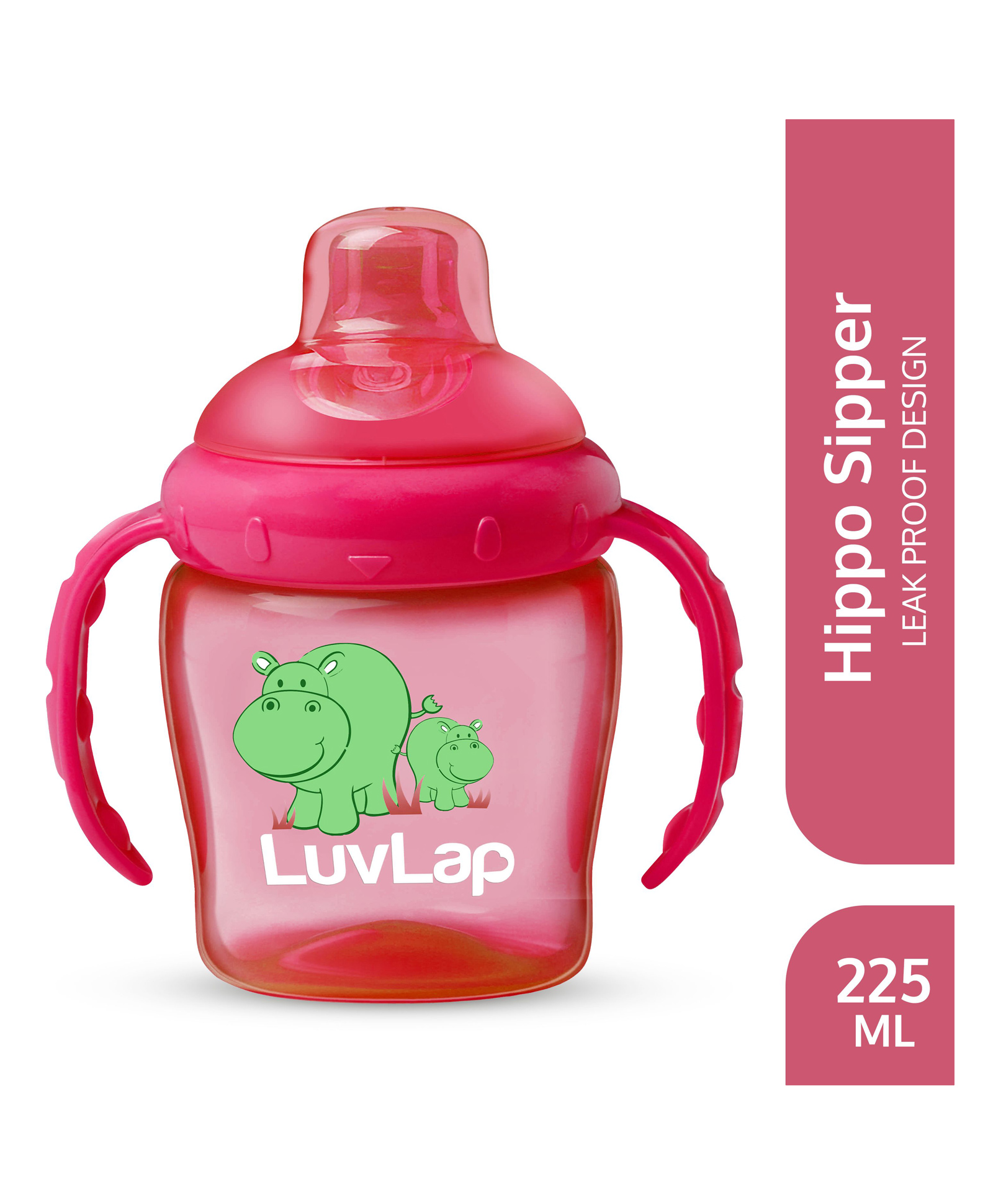 luvlap Luv Lap Hippo Anti Spill Spout Sipper Cup Pink - 225 ml-picture-21
