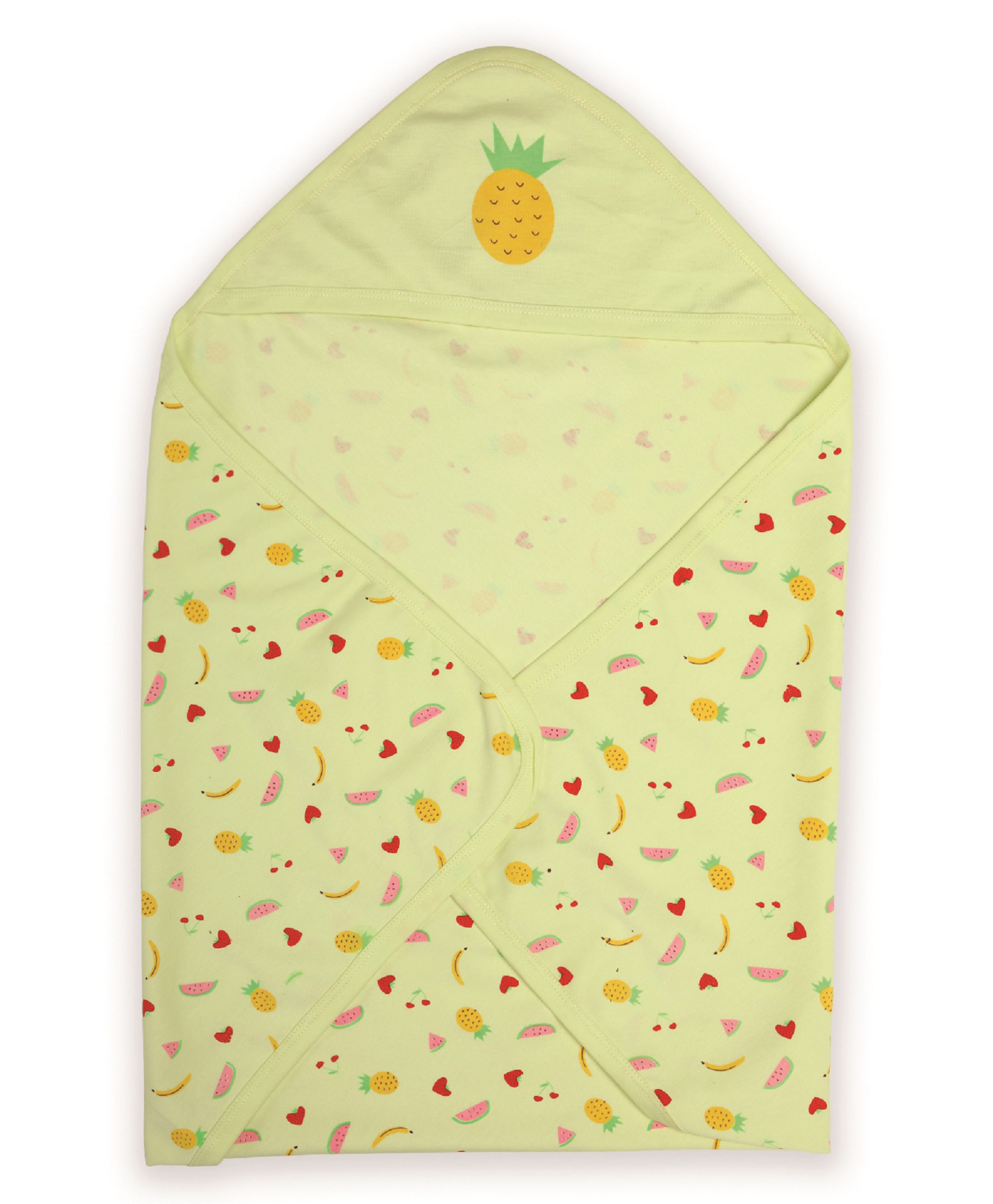 LuvLap Hooded Wrapper Cum Blanket Pineapple Print - Green-picture-30