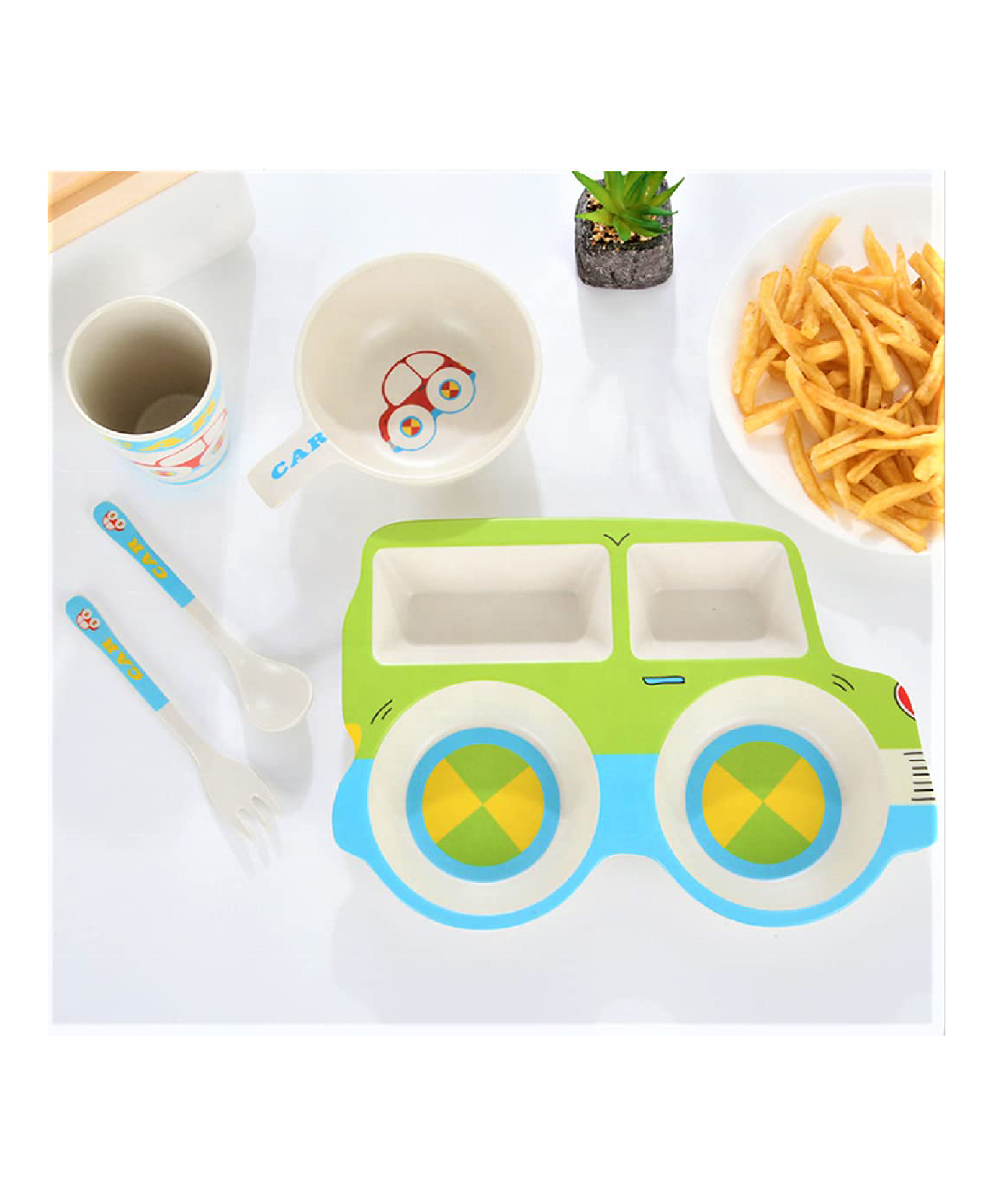 FunBlast Bamboo Fiber Dinner Set Of 5 Pieces (Colour May Vary)-image-45