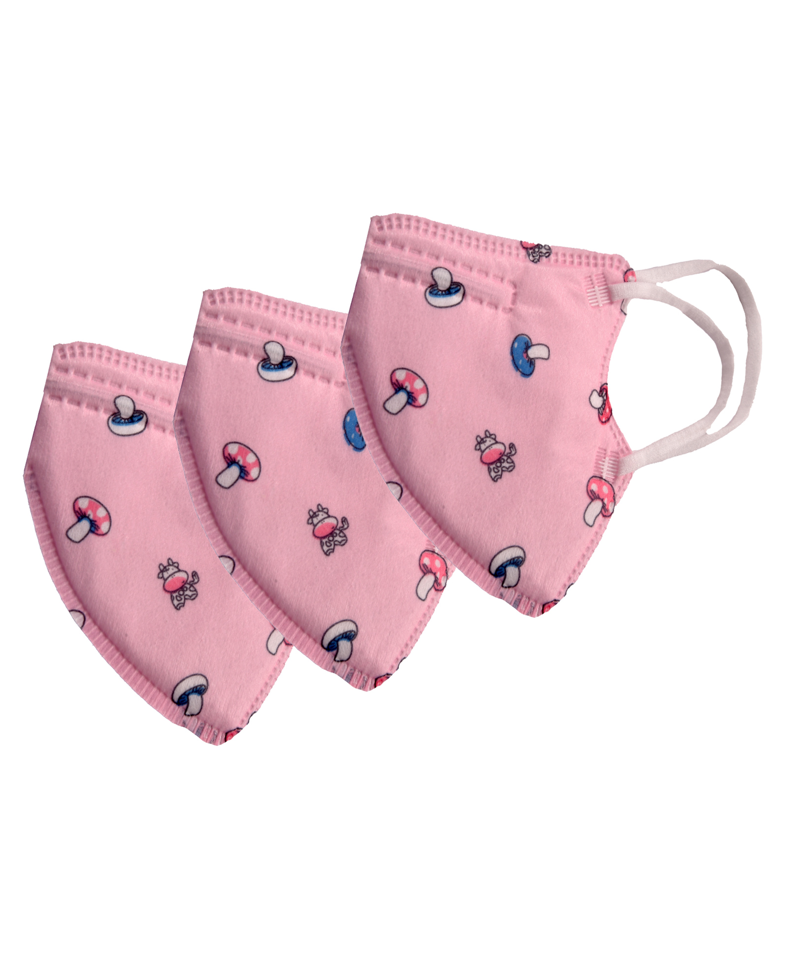 Advind Healthcare Smog Guard N95 Kids Mask Without Valve Pink Mushroom Design - Pack of 3-image-28