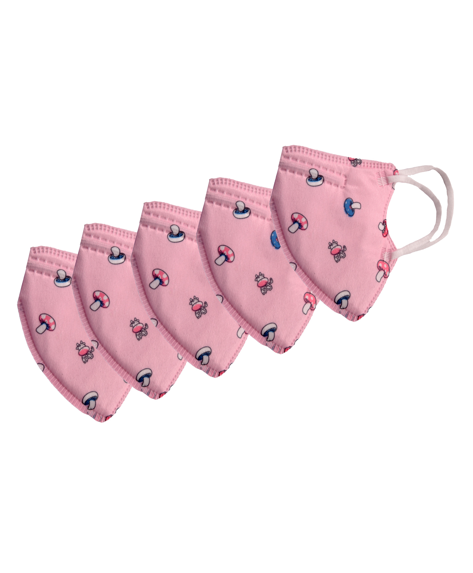 Advind Healthcare Smog Guard N95 Kids Mask Mushroom Design Pink - Pack of 5-image-29