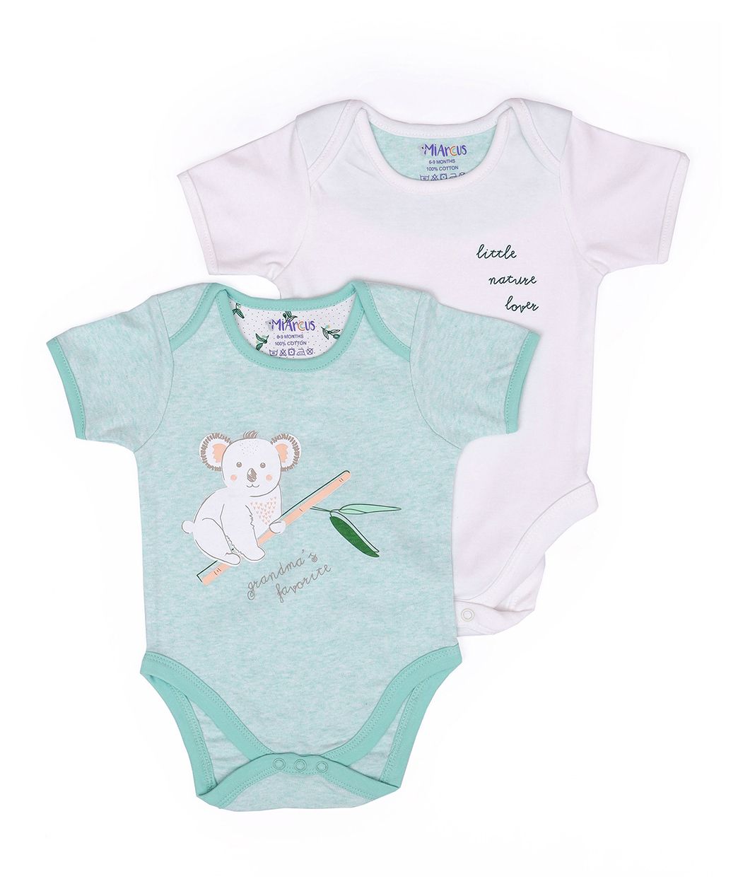 Mi Arcus Unisex Cotton Short Sleeves Koala Print Onesie Pack of 2 Blue-picture-4