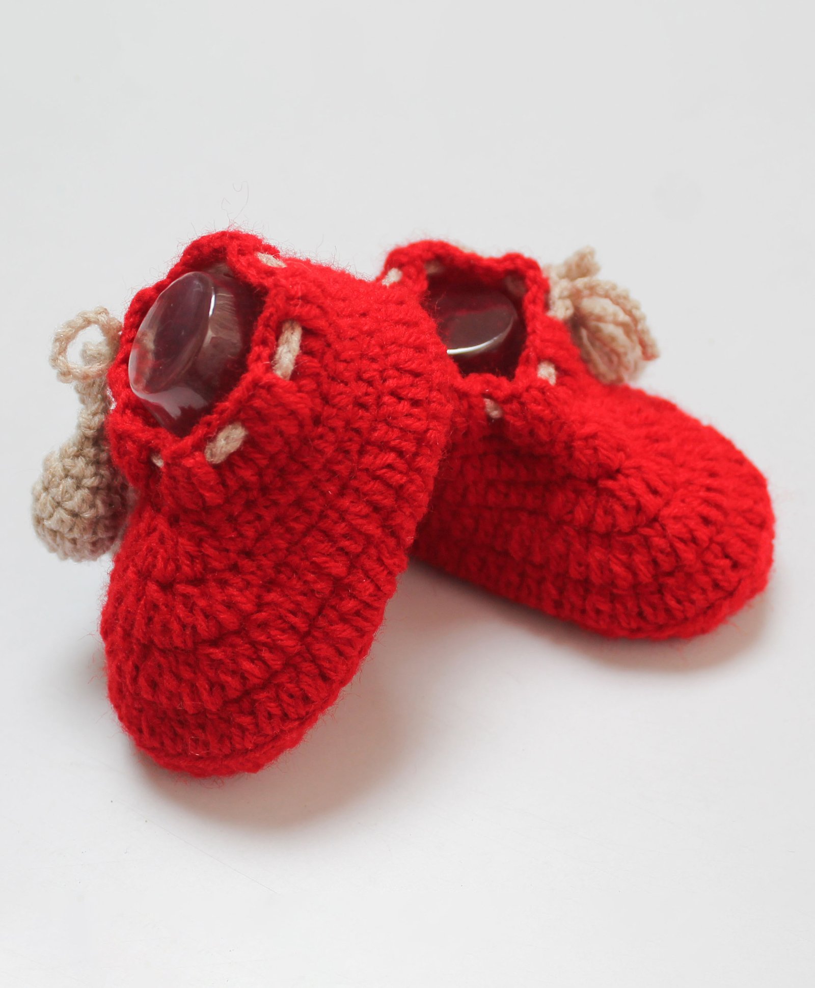 Woonie Solid Handmade Booties - Red-image-25