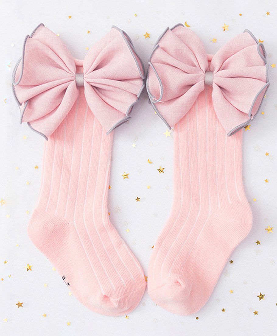 Flaunt Chic Ruffle Bow Socks - Pink-picture-38