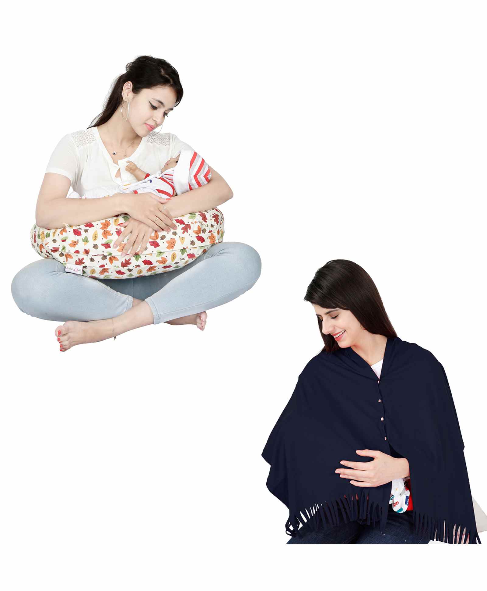Lulamom 100% Cotton Nursing Shawl and Pillow Combo - Red-picture-9