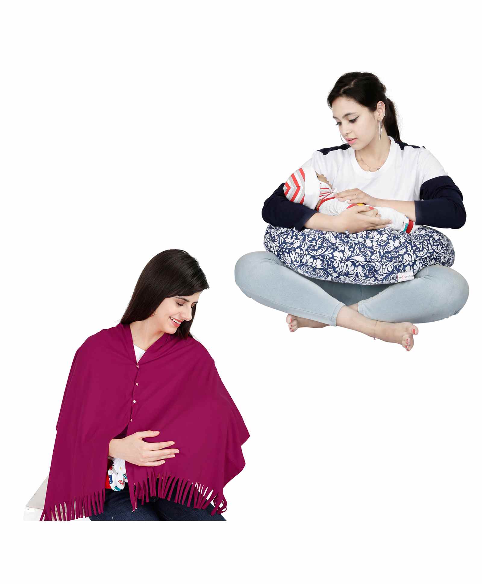 Lulamom 100% Cotton Nursing Shawl and Pillow Combo - Navy-picture-16
