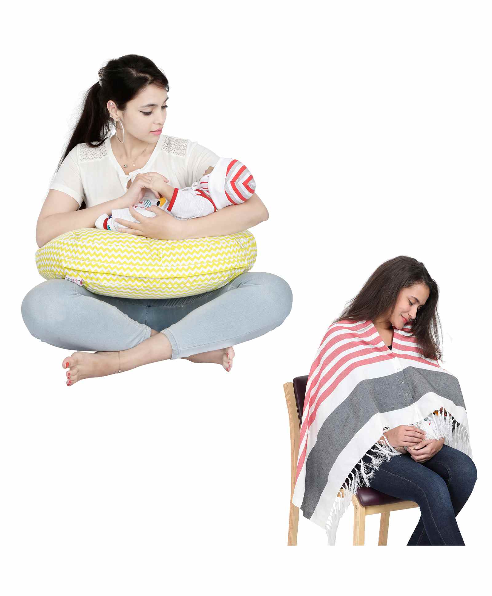 Lulamom 100% Cotton Nursing Shawl and Pillow Combo - Yellow-picture-2