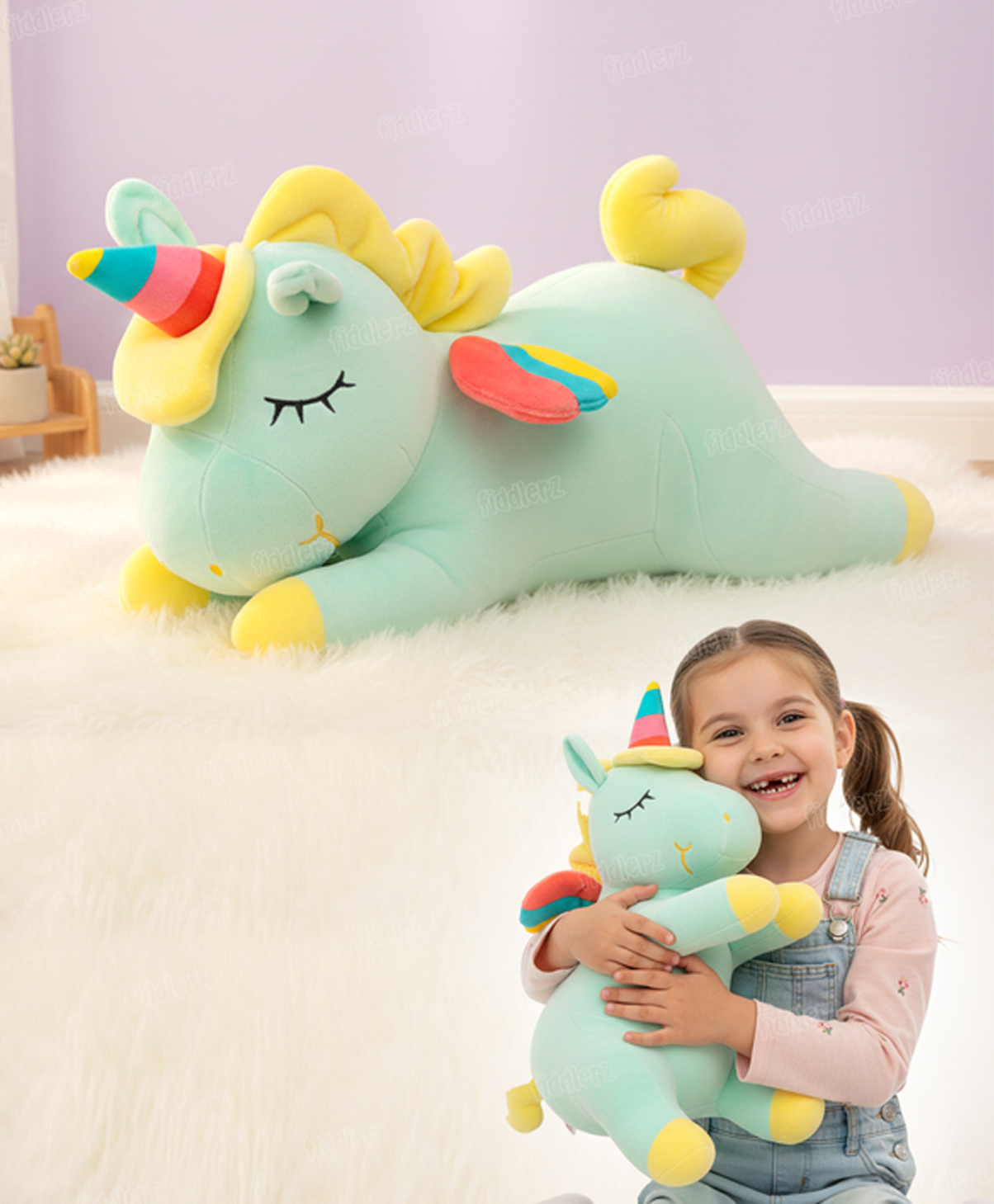 Fiddlerz Stuffed Unicorn Plush Toy Multicolor - Length 40 cm-image-40