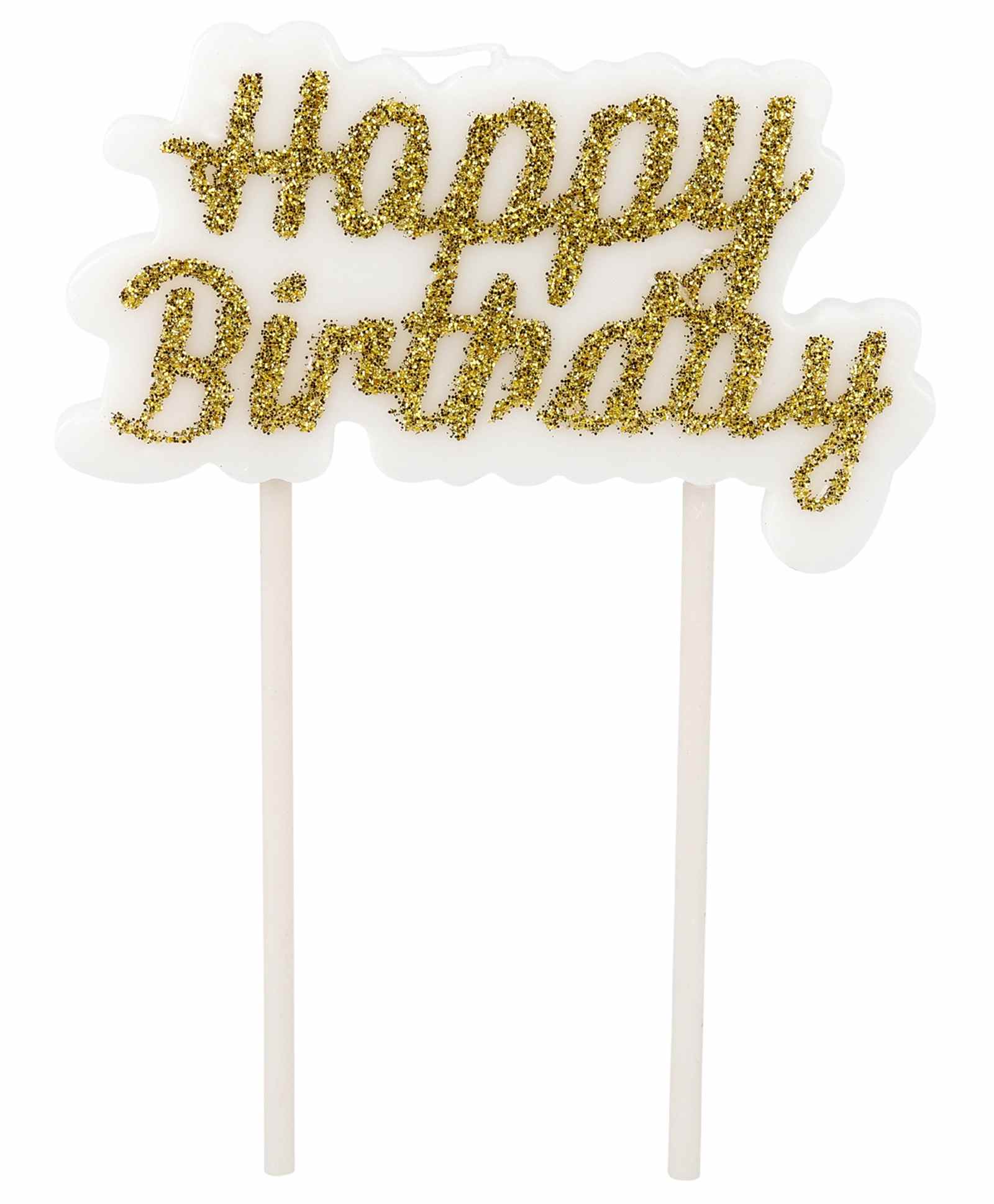 Party Anthem Happy Birthday Letter Glitter Cake Candle with Stick - Golden-image-19