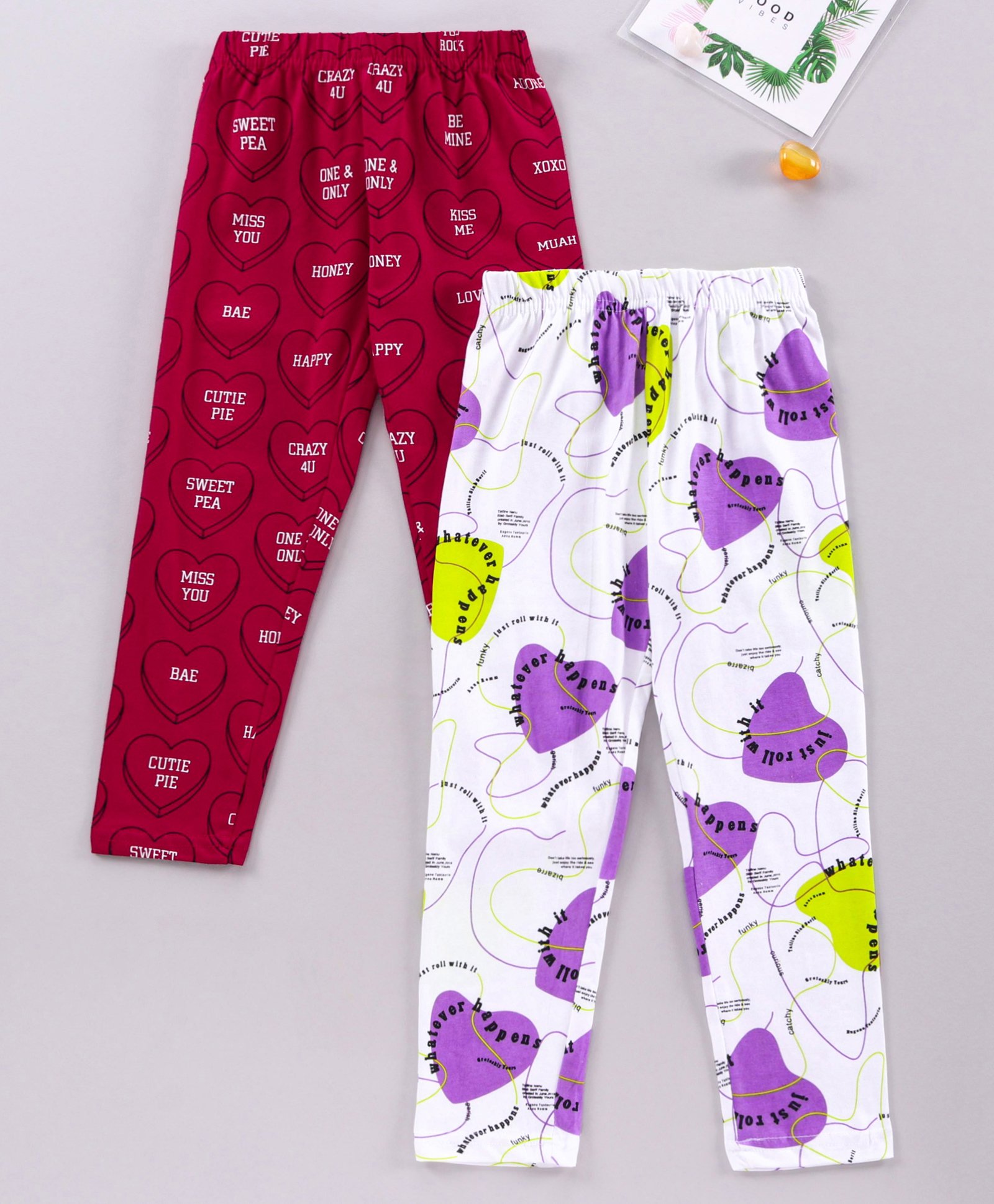 Doreme Full Length Leggings Pack of 2 - Red White-picture-22