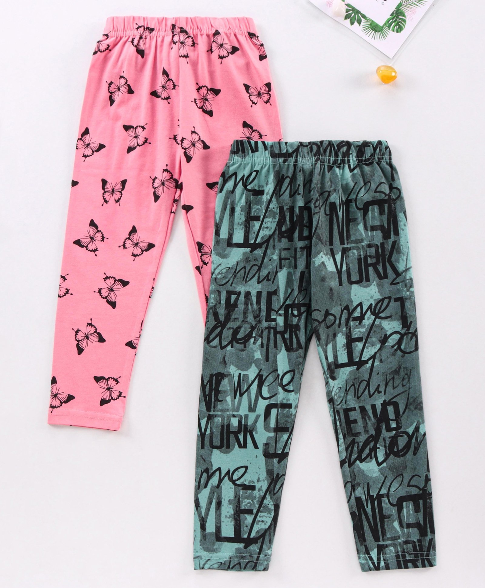 Doreme Full Length Leggings Pack of 2 - Pink Green-picture-15