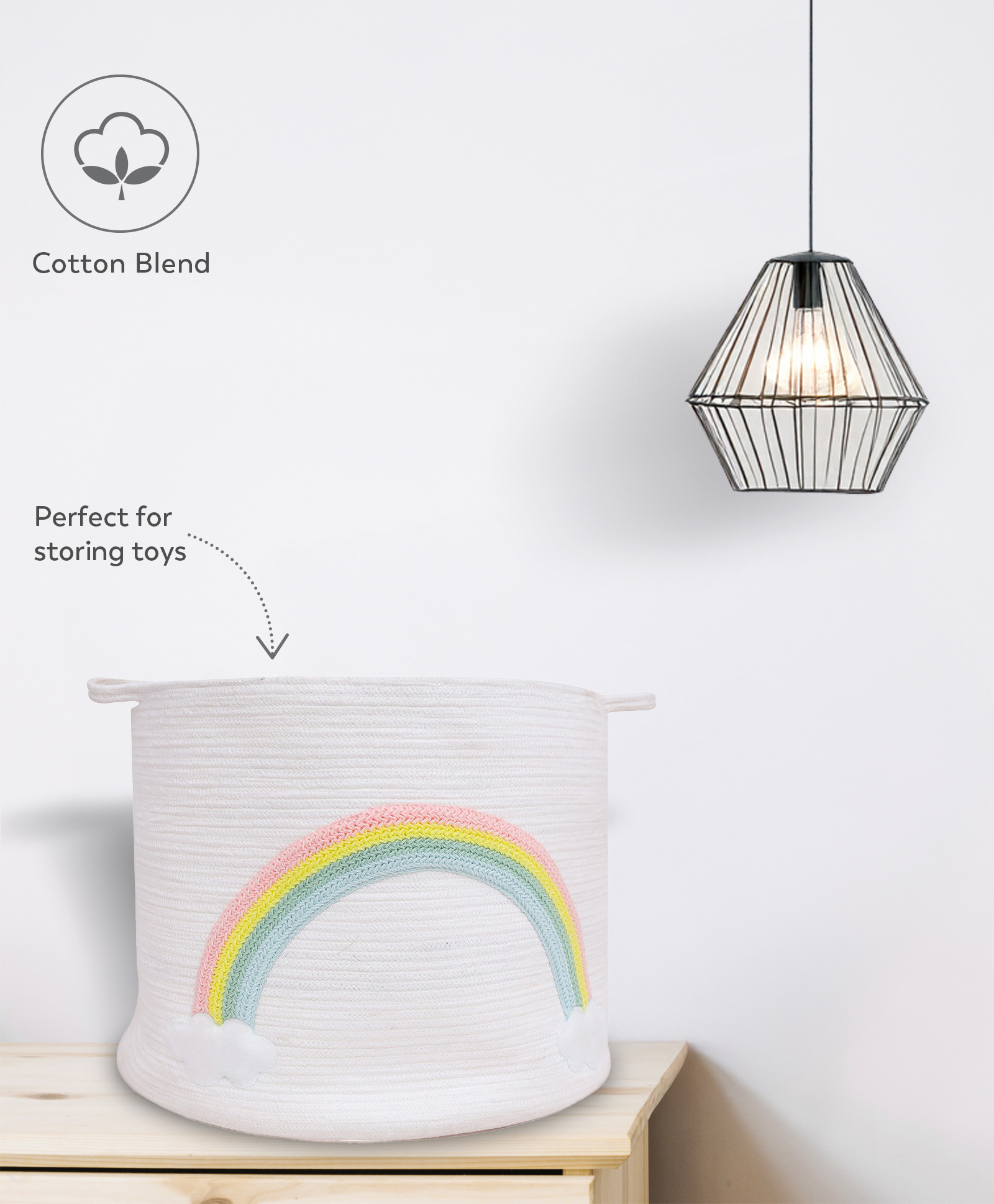 Mi Arcus Cotton Rope Storage Basket - White-image-5