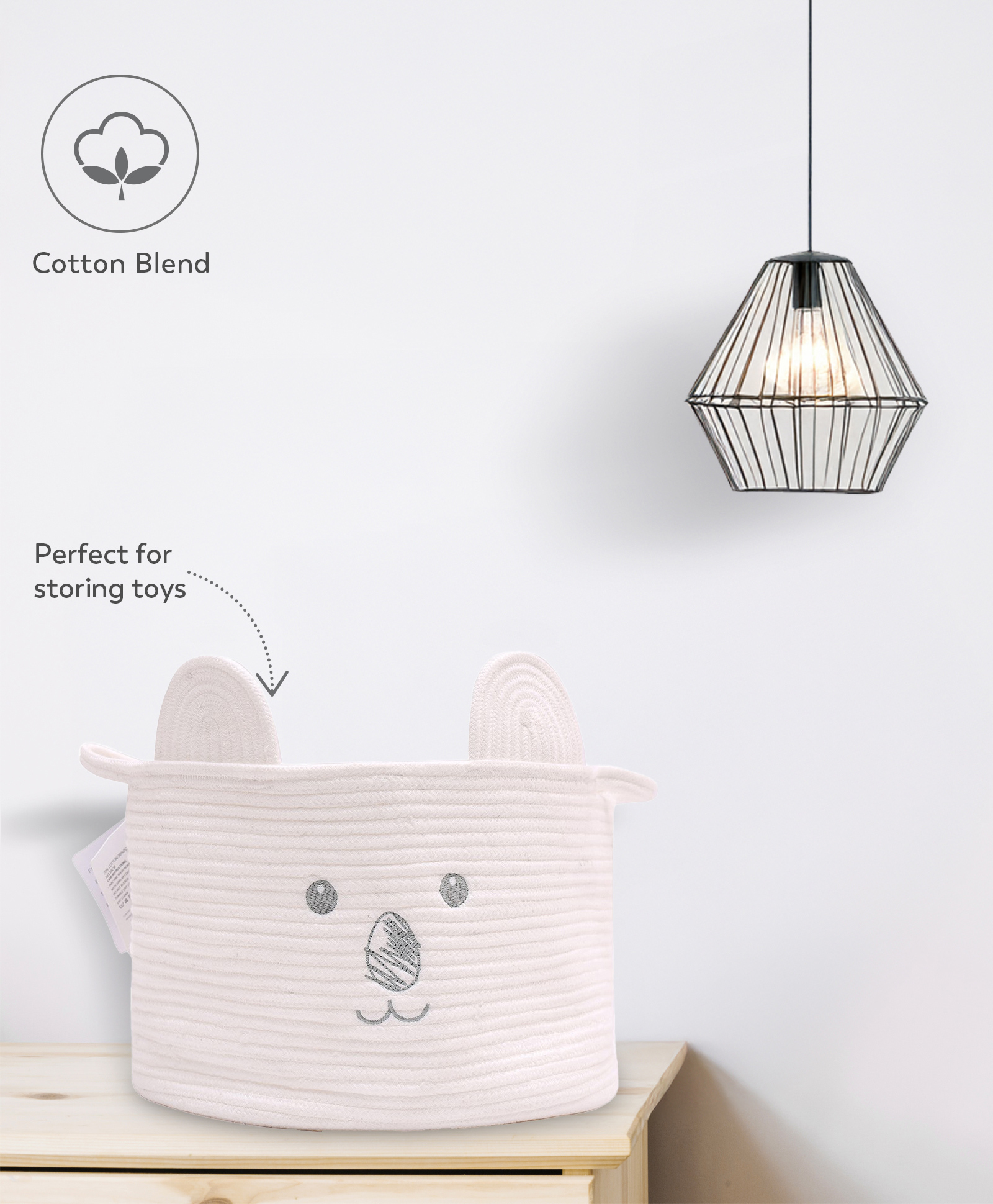 Mi Arcus Koala Cotton Rope Storage Basket - White-picture-17