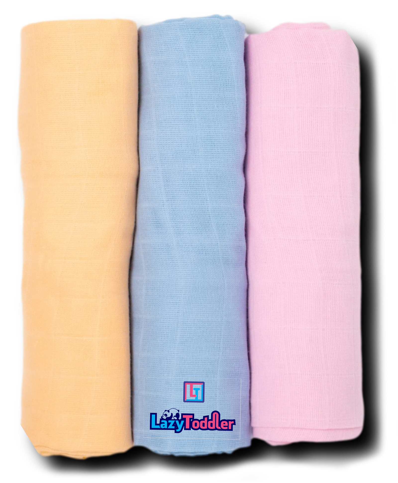 LazyToddler Cotton Organic Muslin Baby Swaddles Pack Of 3 - Blue Pink Orange-image-27