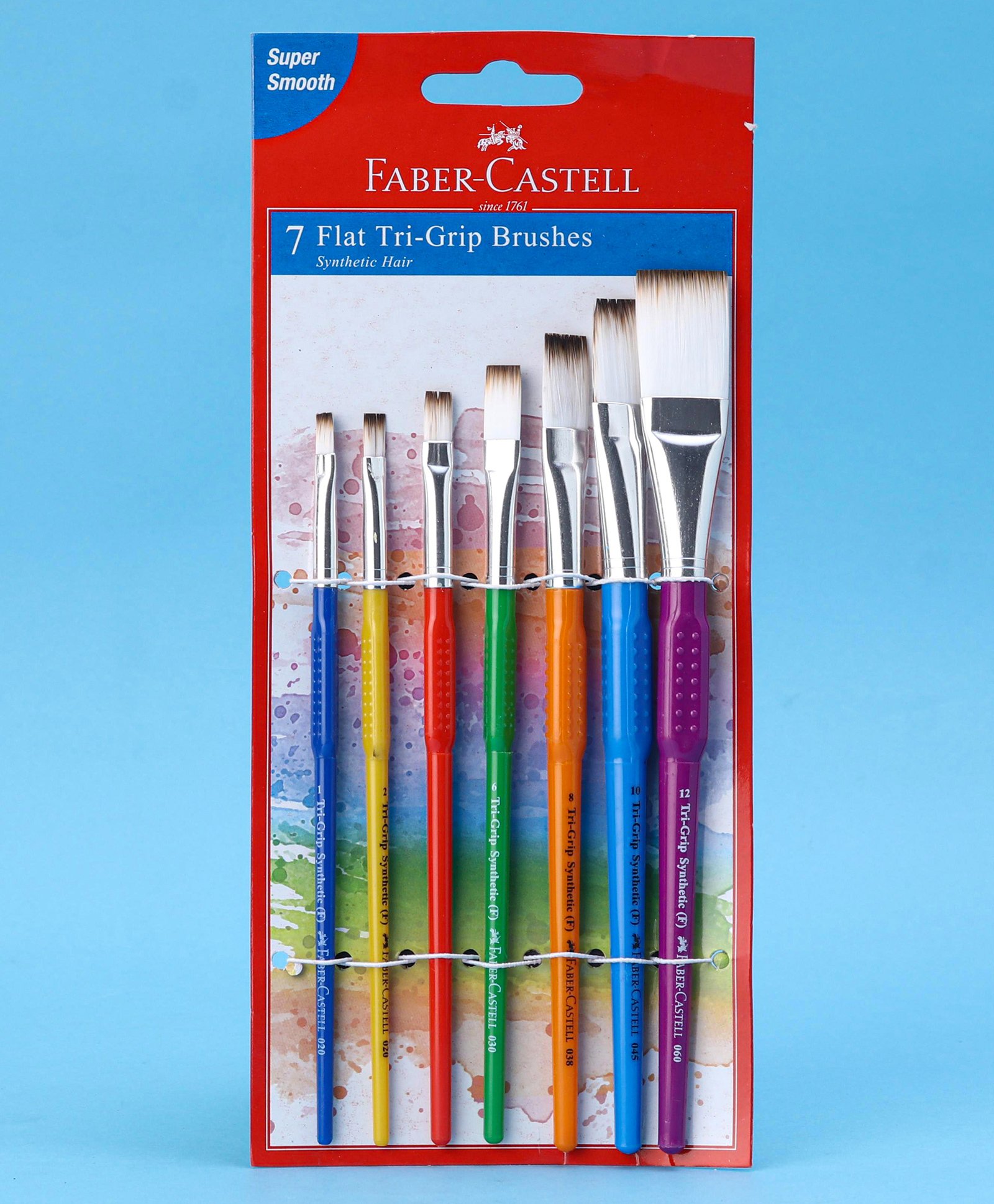 Faber Castell Tri Grip Synth Hair Flat Paint Brushes Pack of 7 - Multicolour-picture-28