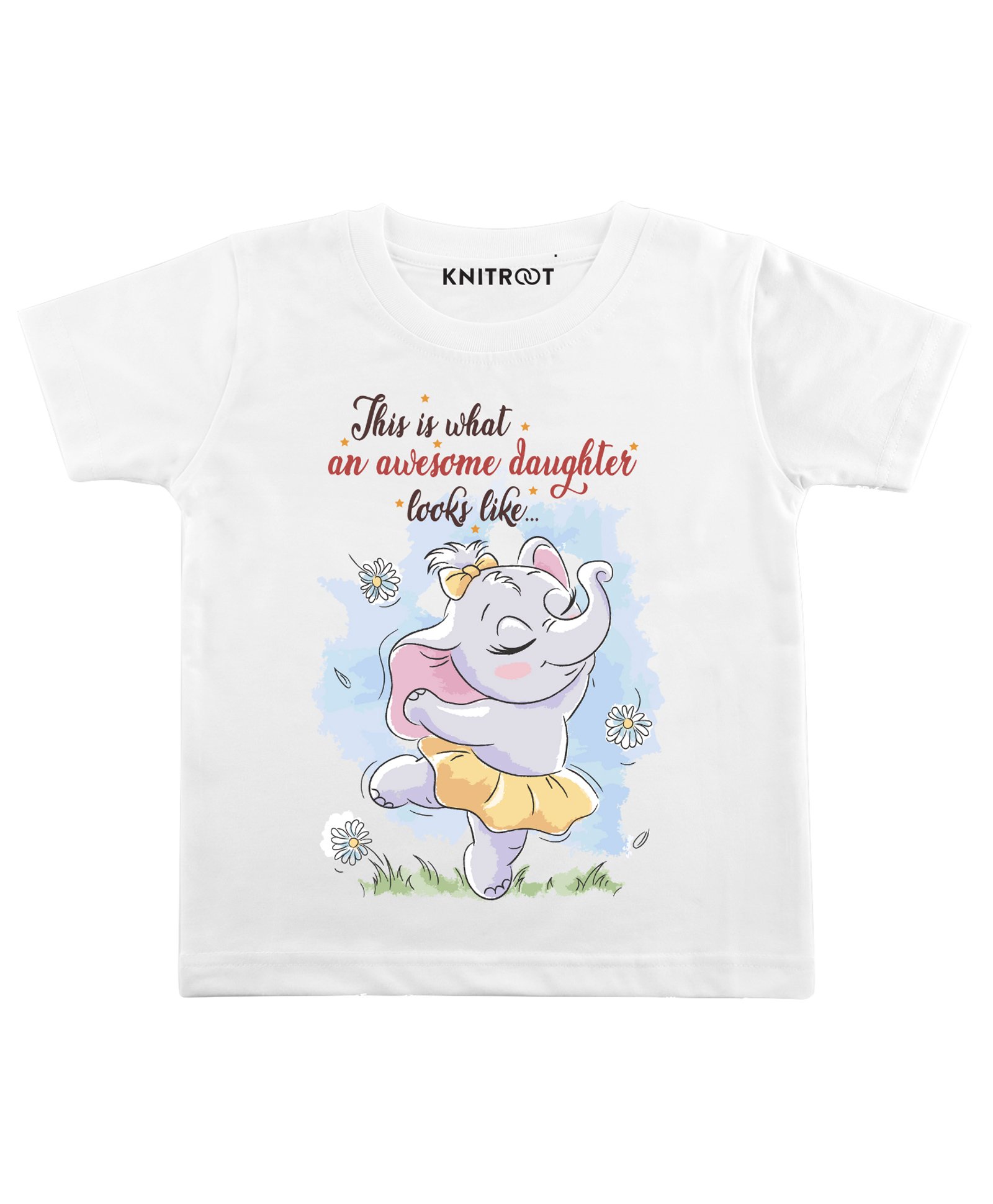 KNITROOT Short Sleeves Awesome Daughter Print Tee - White-image-28