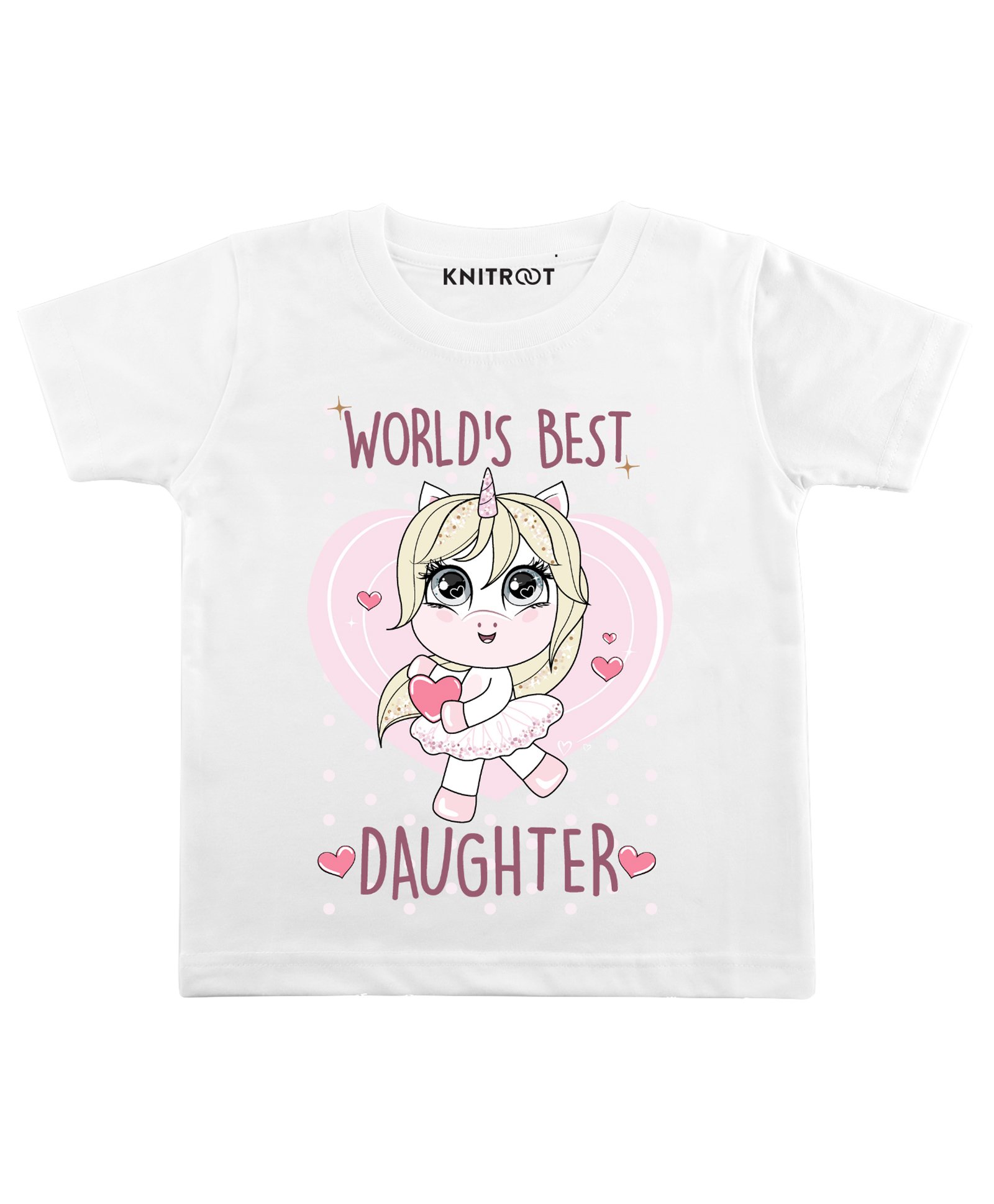 KNITROOT Short Sleeves World's Best Daughter Print Tee - White-image-2