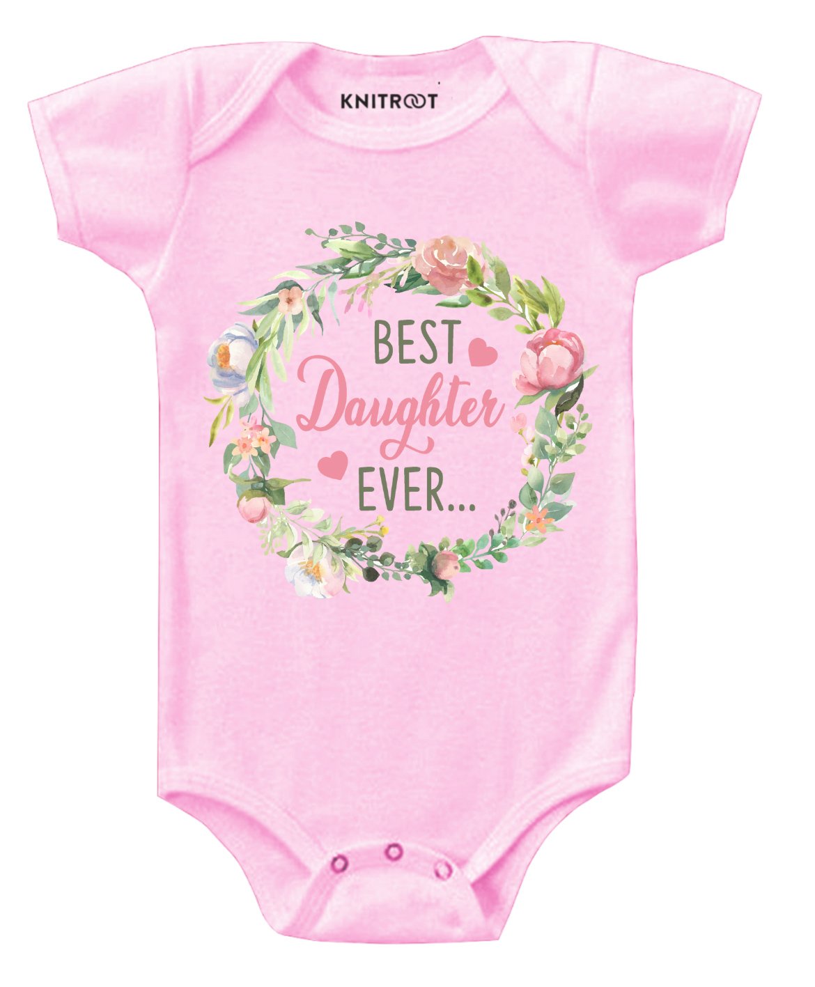 KNITROOT Best Daughter Ever Print Short Sleeves Onesie - Pink-image-11