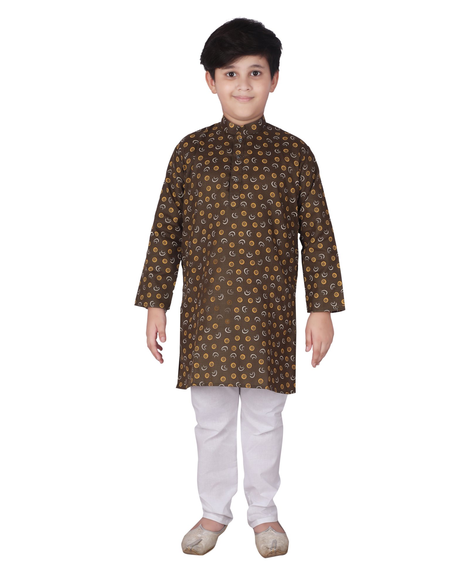 P-MARK Full Sleeves All Over Printed Kurta With Pajama - Green-image-33