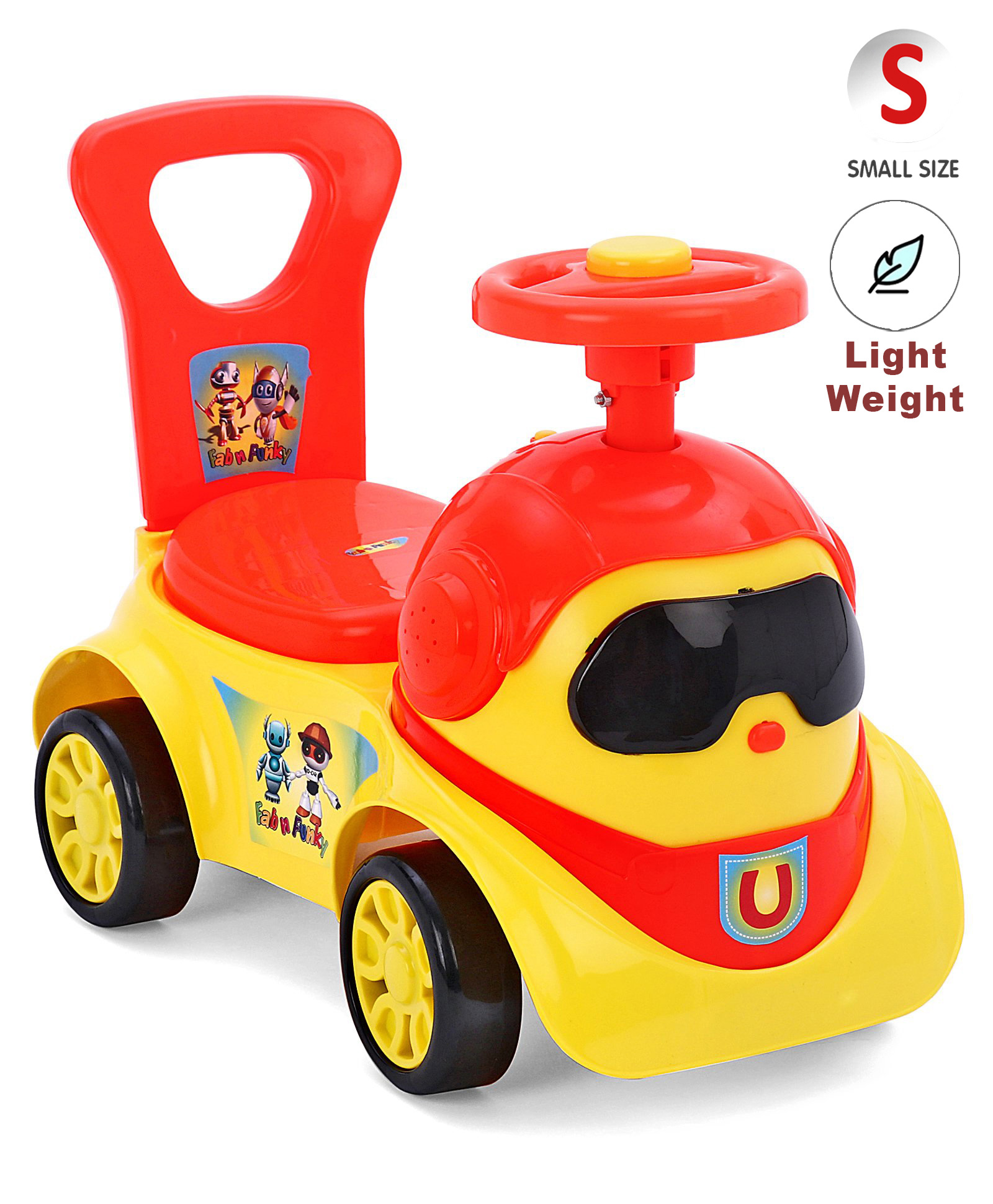 Manual Push Ride On Car With Storage Space - Red & Yellow-image-24