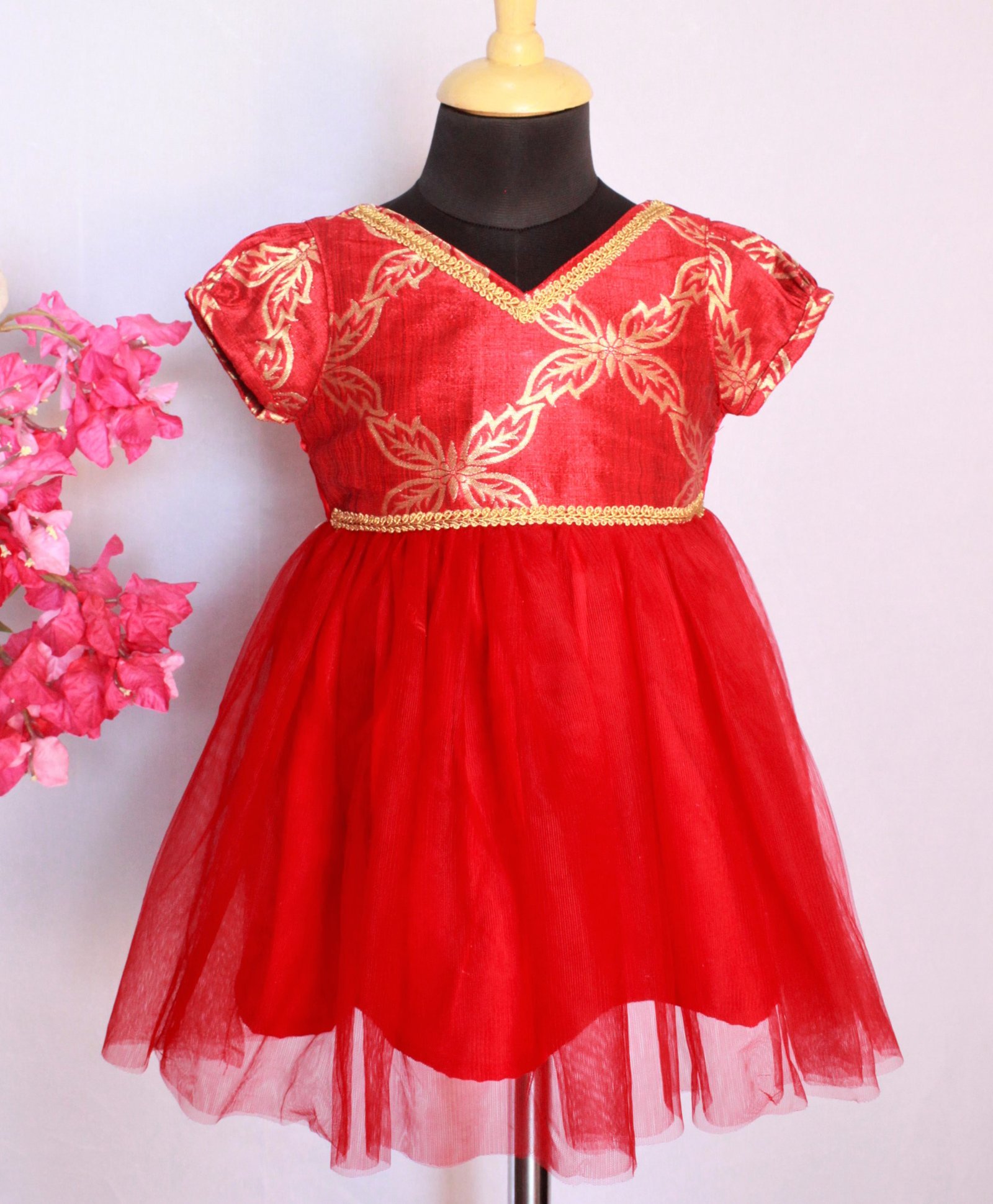Golden Weaving Bodice Ethnic Frock 