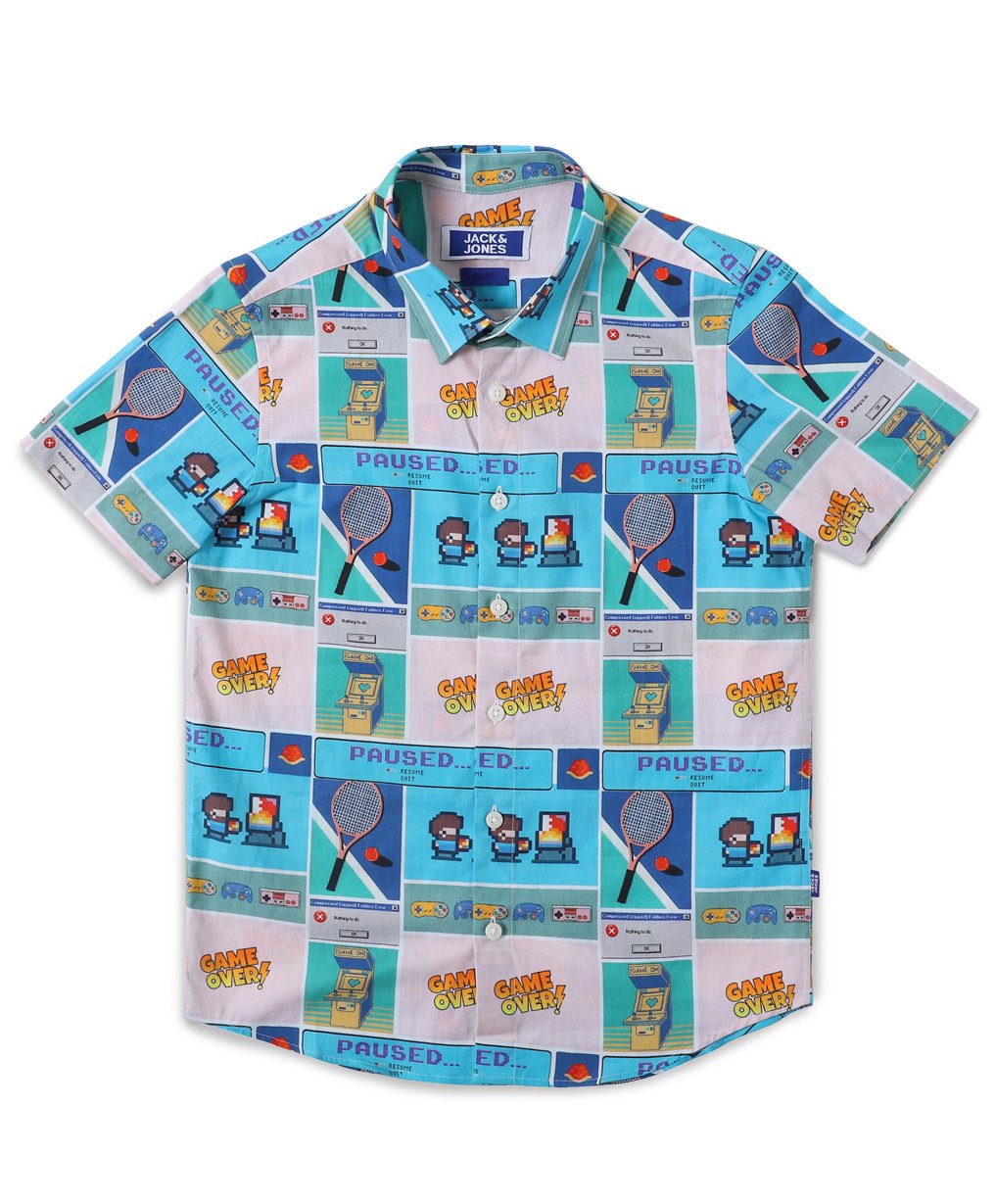 Jack & Jones Junior Half Sleeves Shirt Gaming Print - Blue-picture-32