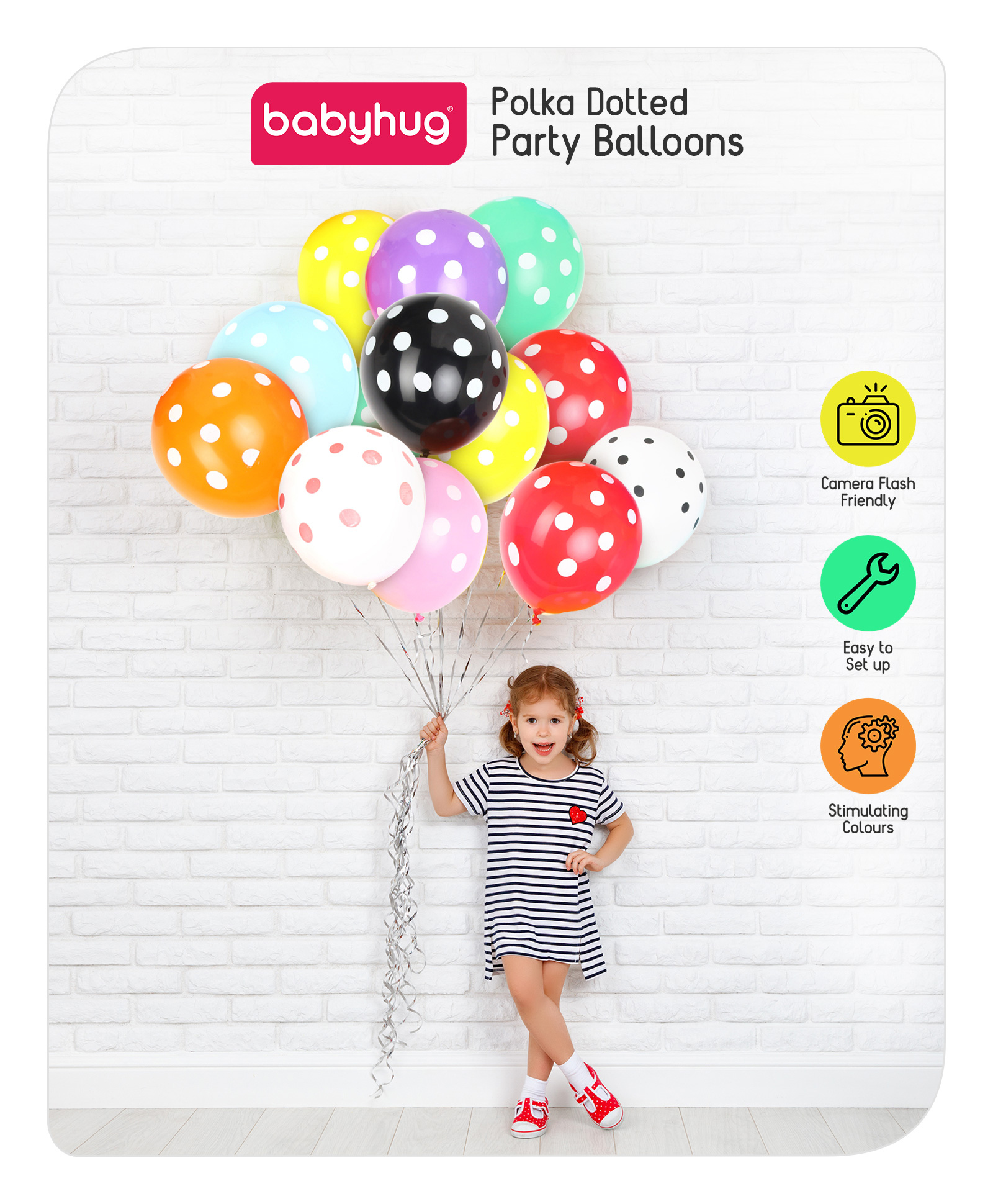 Babyhug Polka Dotted Party Balloons - Pack of 50