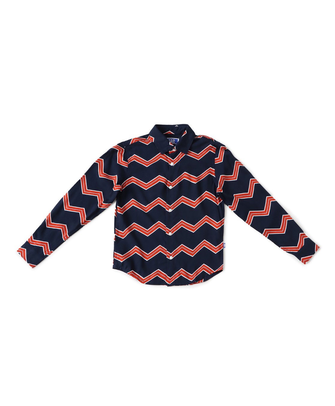 jack & jones junior Jack & Jones Full Sleeves Slim Fit Shirt Chevron Print - Navy Blue-picture-16