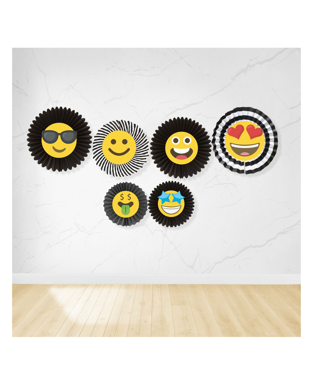 Untumble Emoji Paper Fans Pack of 6 - Yellow-picture-13