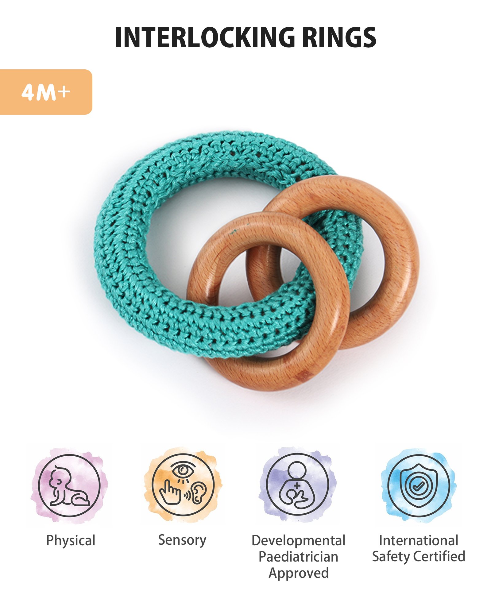 Intellibaby Wood & Crochet Interlocking Rings - Multicolor-picture-21