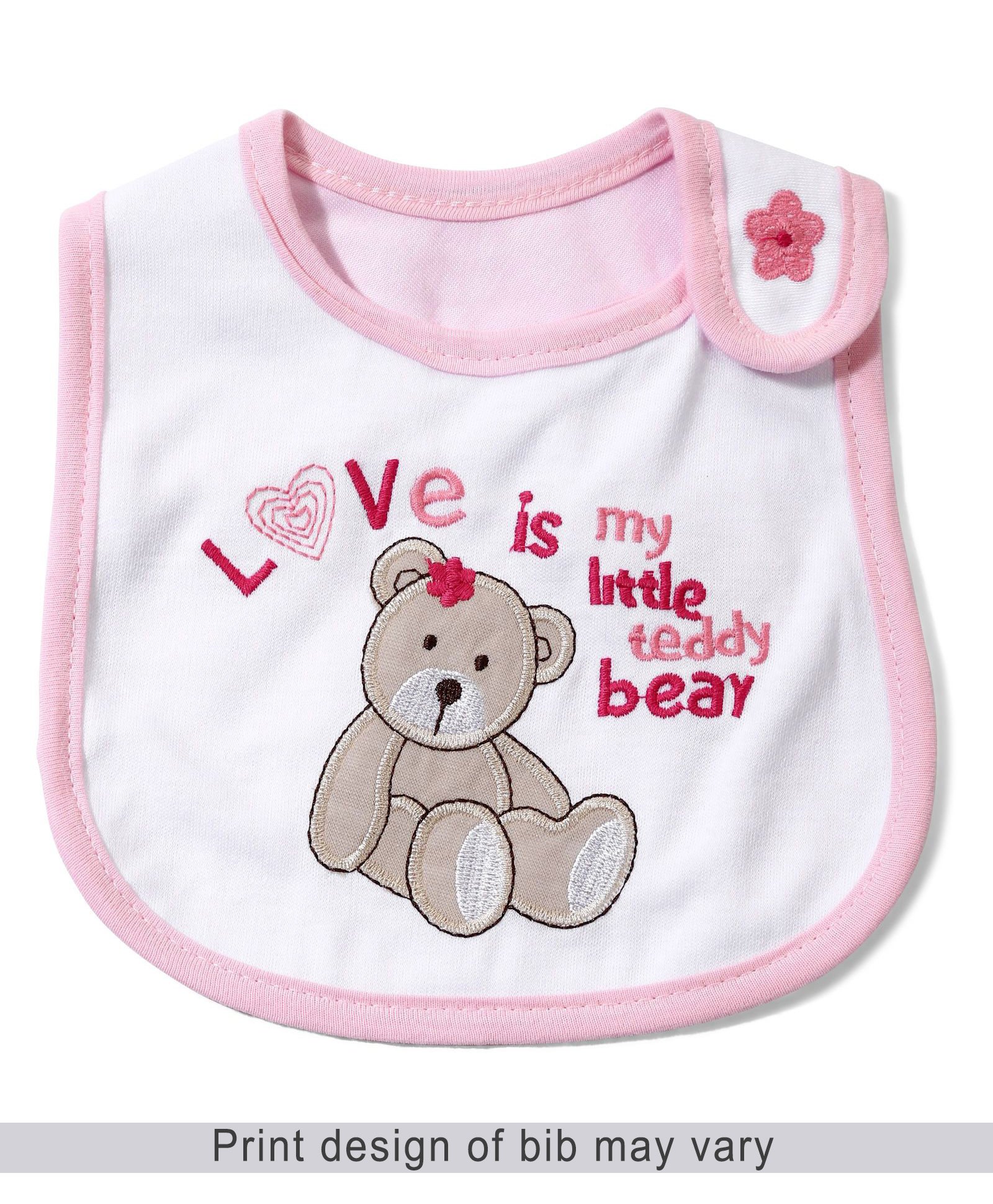 Buy Babyhug Knitted Velcro Bib Little Teddy Bear Print Pink & Babyhug