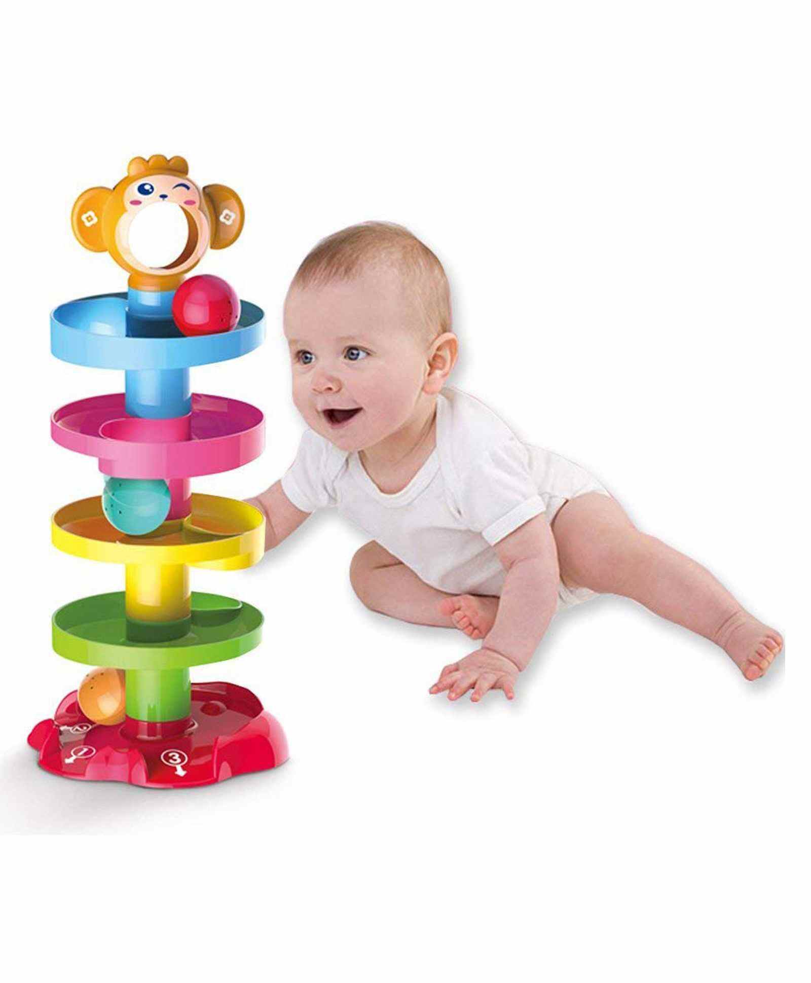 COMERCIO 5 Layer Roll Swirling Tower Ramp Toy with 3 Balls - Multicolour-picture-9