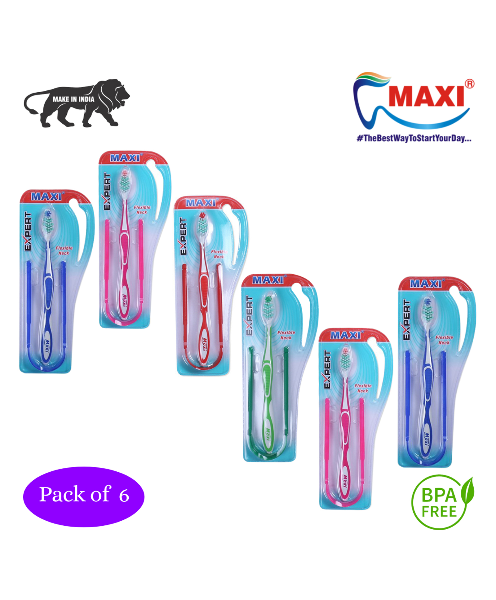 MAXI Expert Toothbrush Oral Hygiene Kit Pack of 6 - Multicolor-picture-11