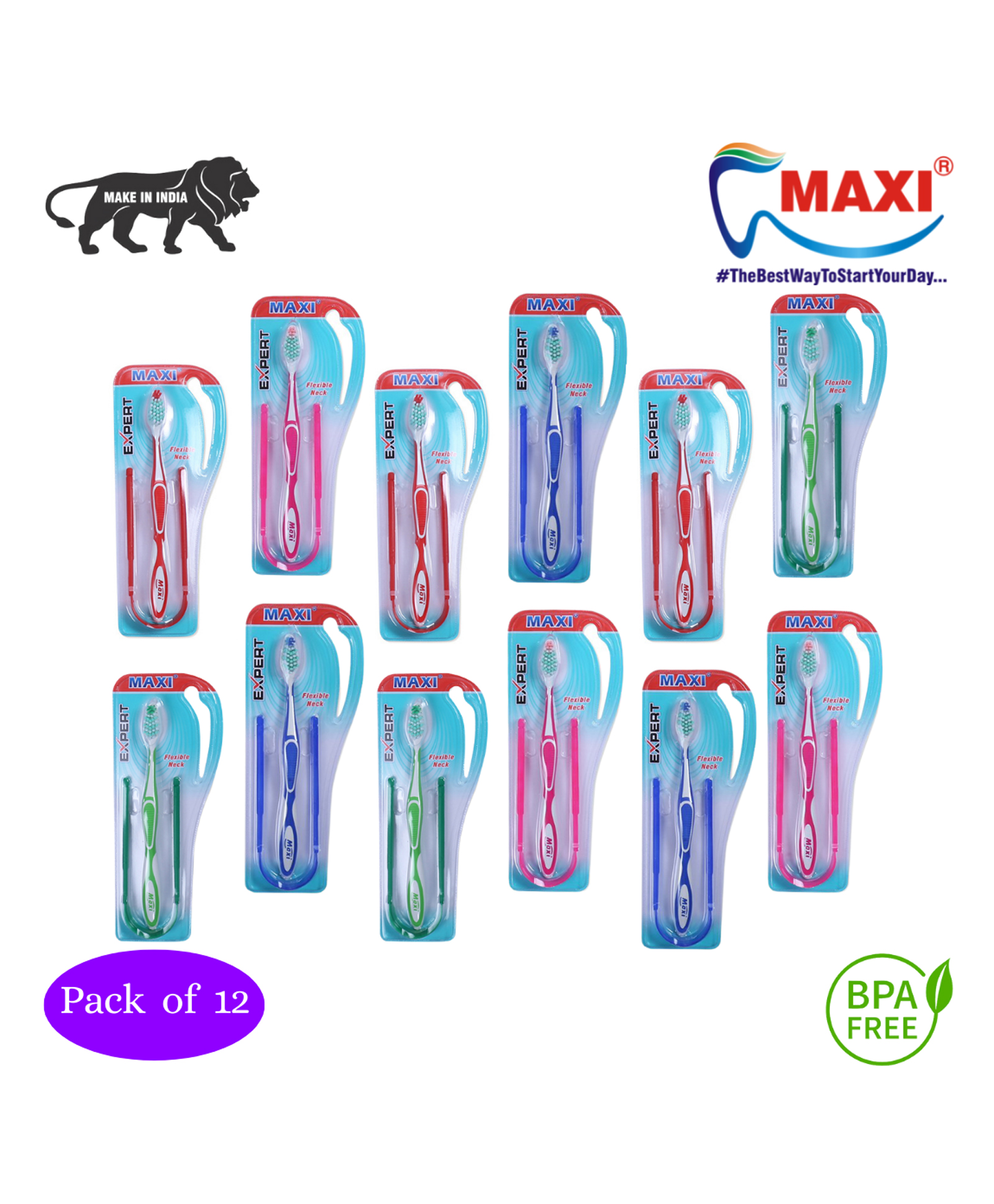 MAXI Expert Toothbrush Oral Hygiene Kit Pack of 12 - Multicolor-image-25