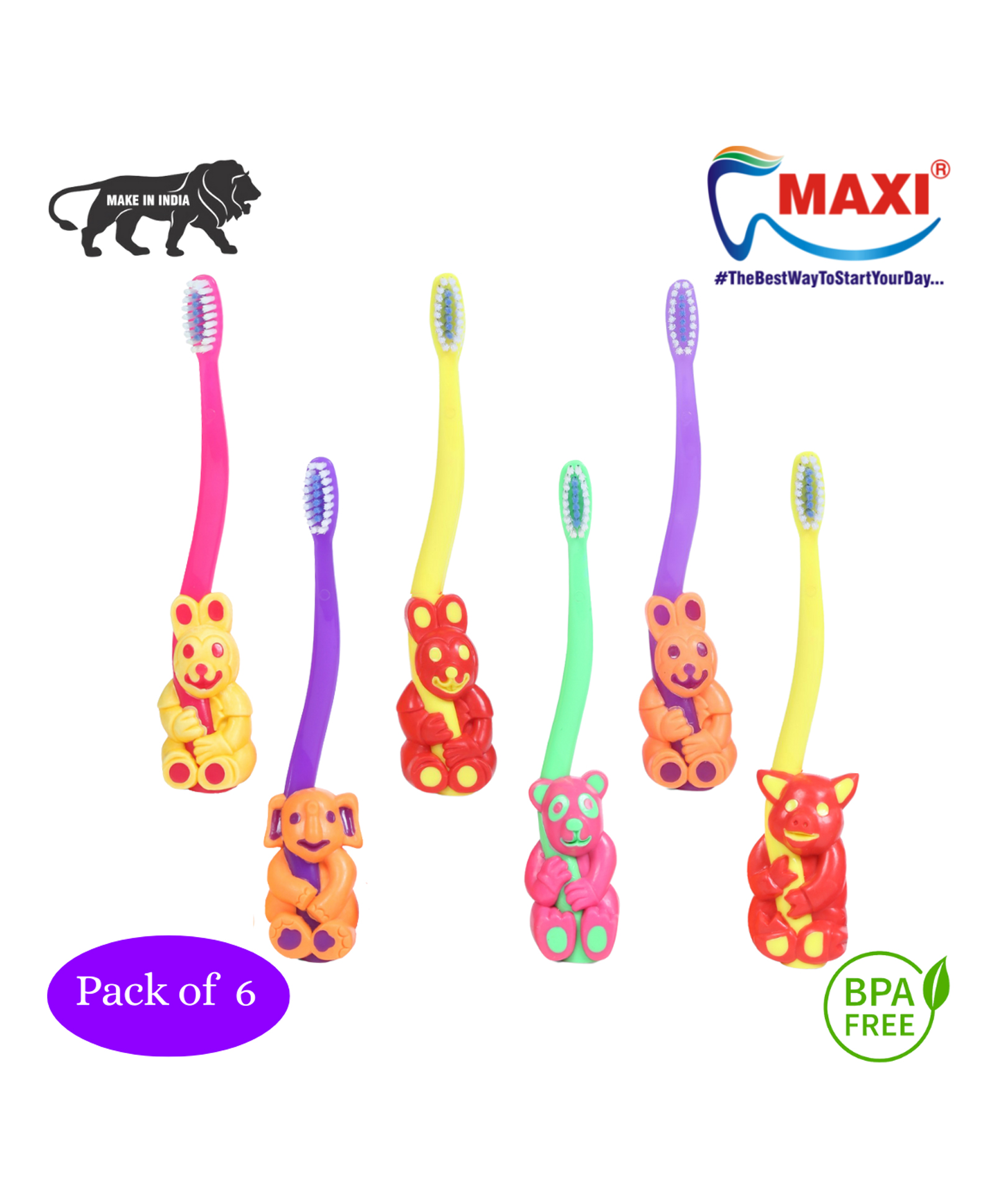 MAXI Bingo Junior Toothrush Pack of 6 - Multicolor-image-22