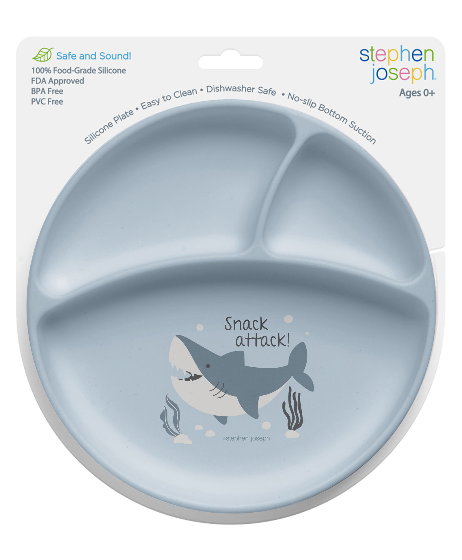 Stephen Joseph Silicone Shark Print Plate - Silver-picture-23