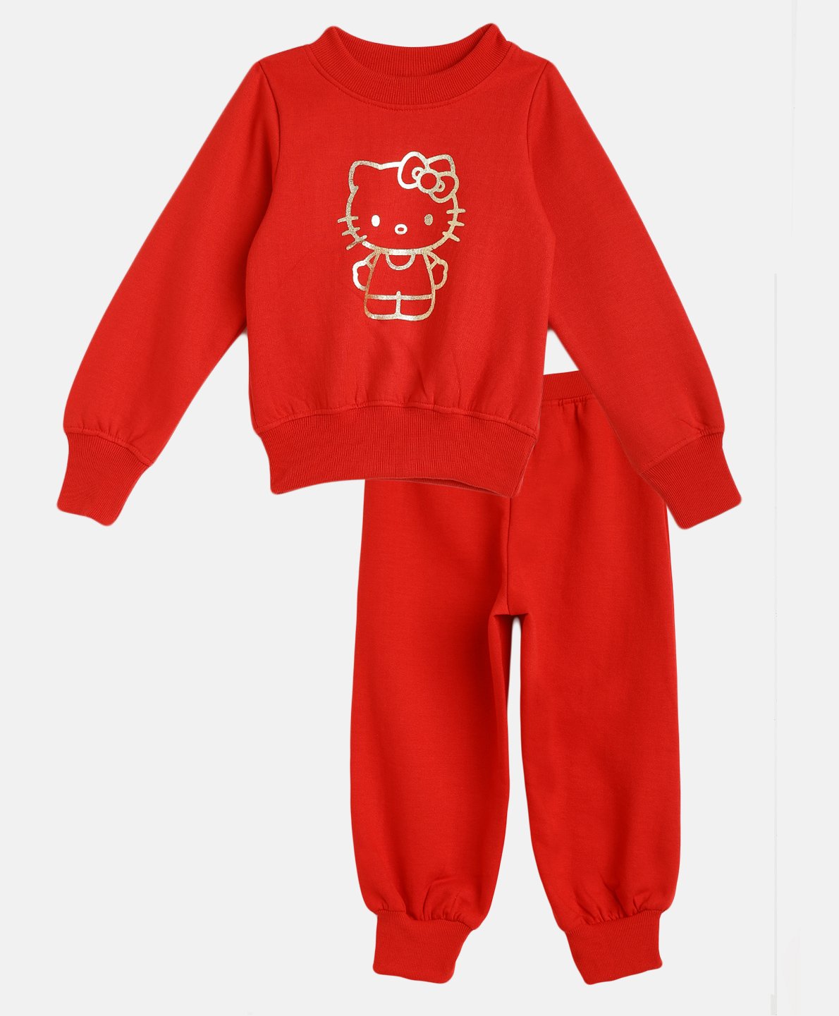 Pspeaches Full Sleeves Cat Print Sweatshirt With Track Pants - Red-picture-16