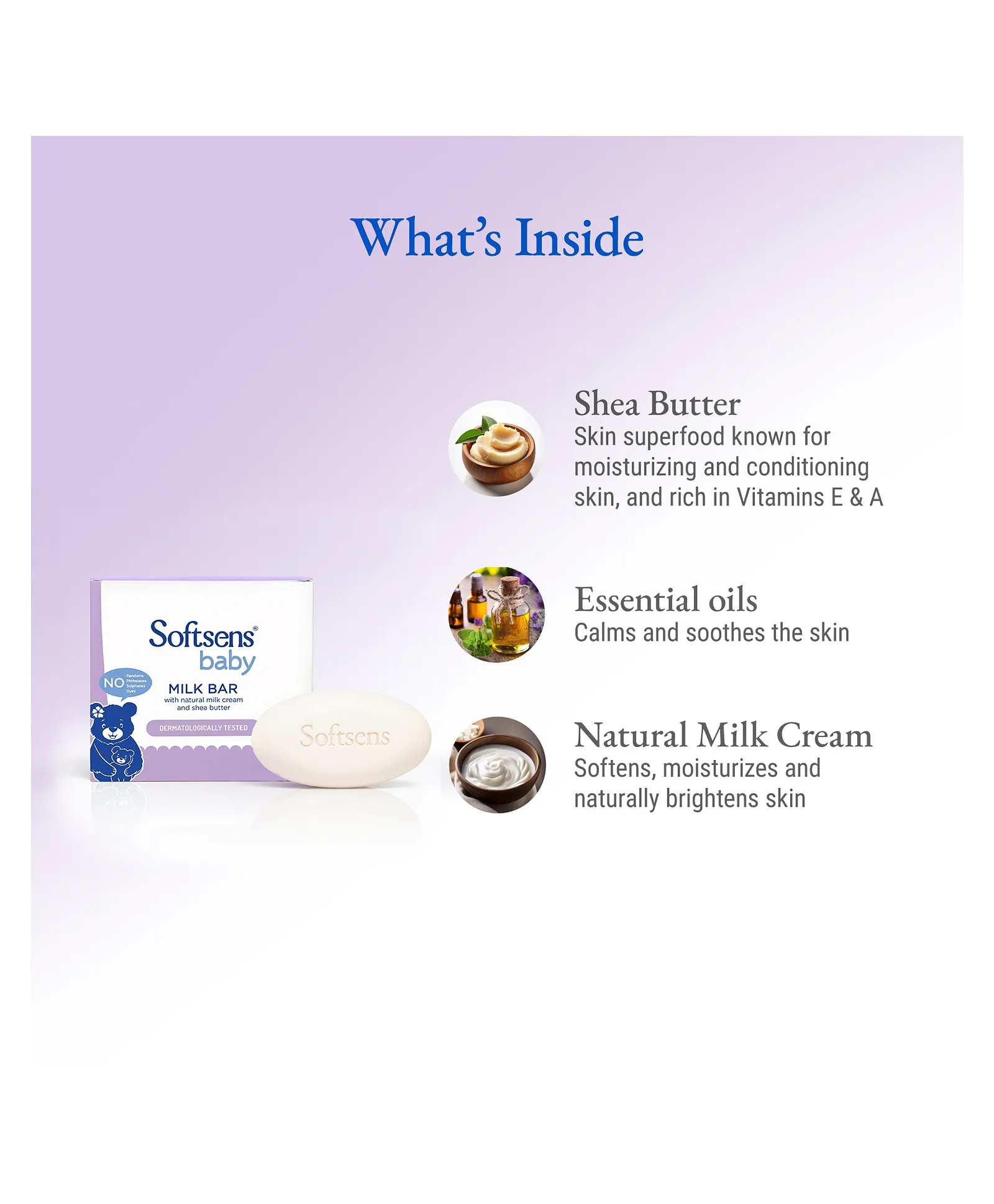 Softsens Baby Milk Bar Soap 100 Gm. (Pack Of 3)