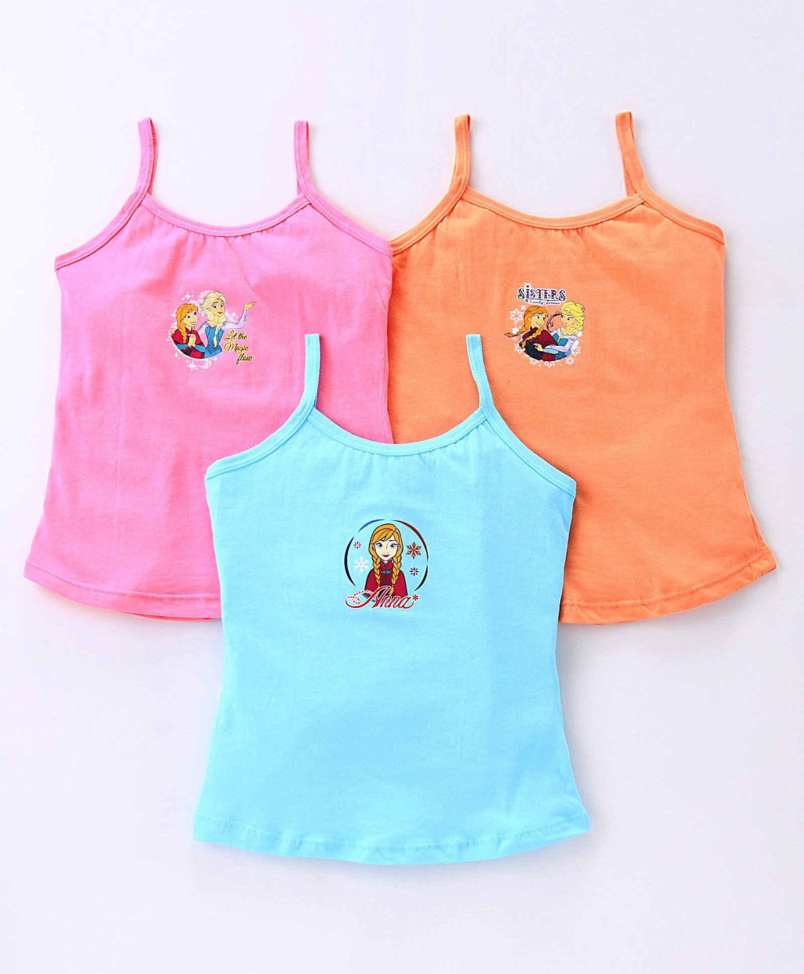 Bodycare Sleeveless Slips Frozen Sisters Print Pack of 3 - Multicolour (Print May Vary)-picture-27